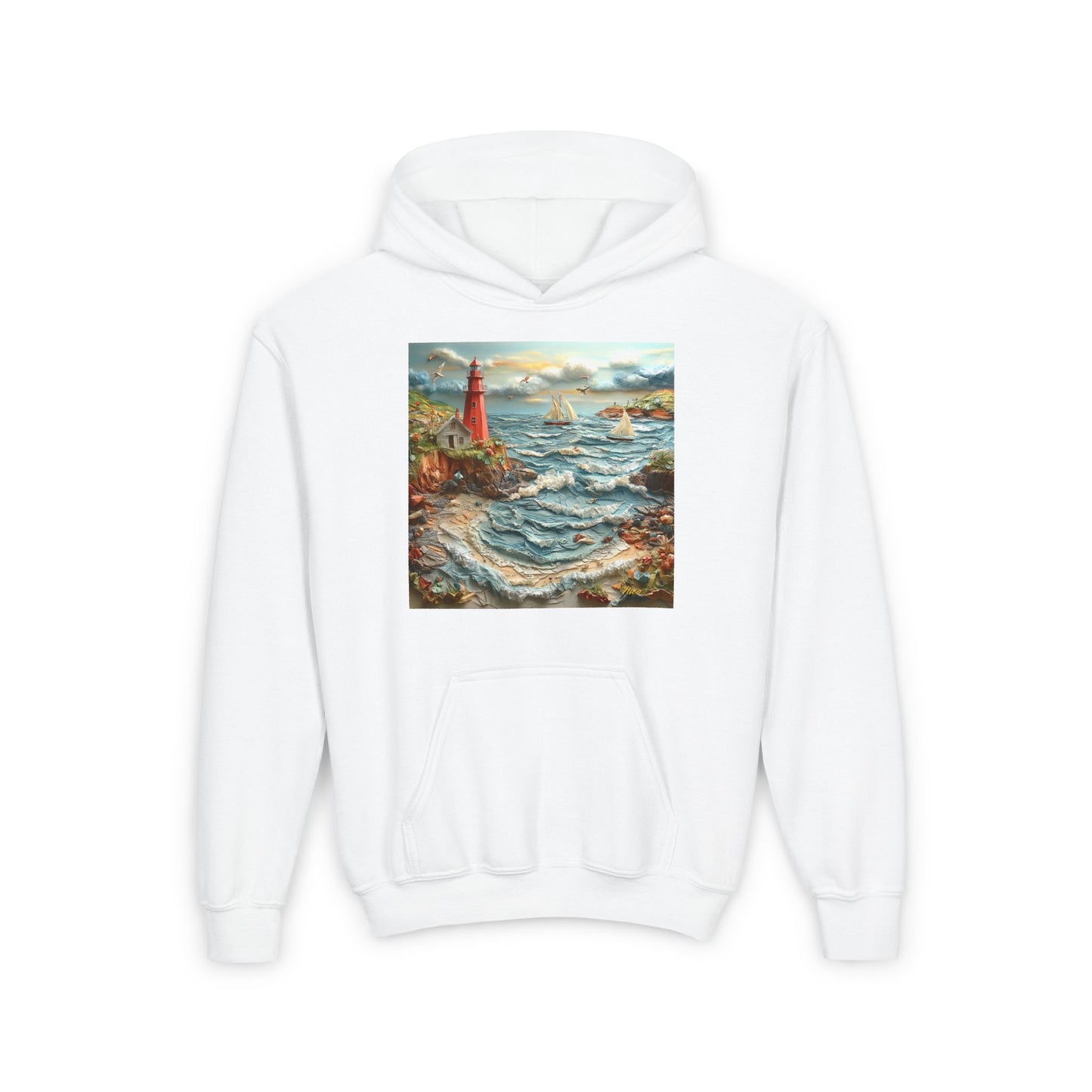 By The Seaside Series Print #2 Youth Heavy Blend Hooded Sweatshirt