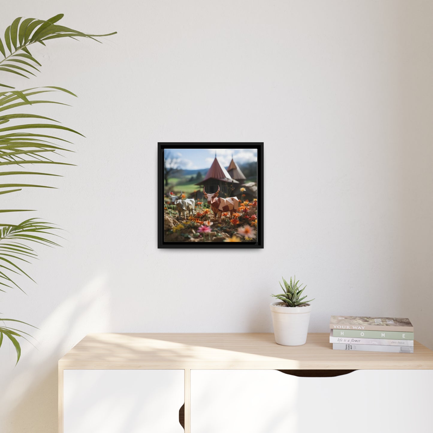 Meadow By The Farm Series Print #8 - Black Framed Canvas Print