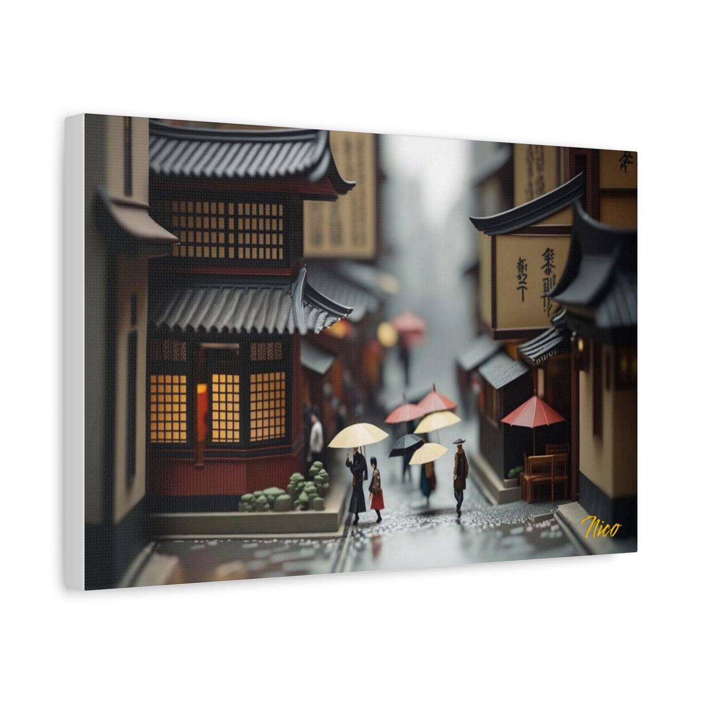 Oriental Rain Series Print #9 - Streched Matte Extended Canvas Print, 1.25" Thick