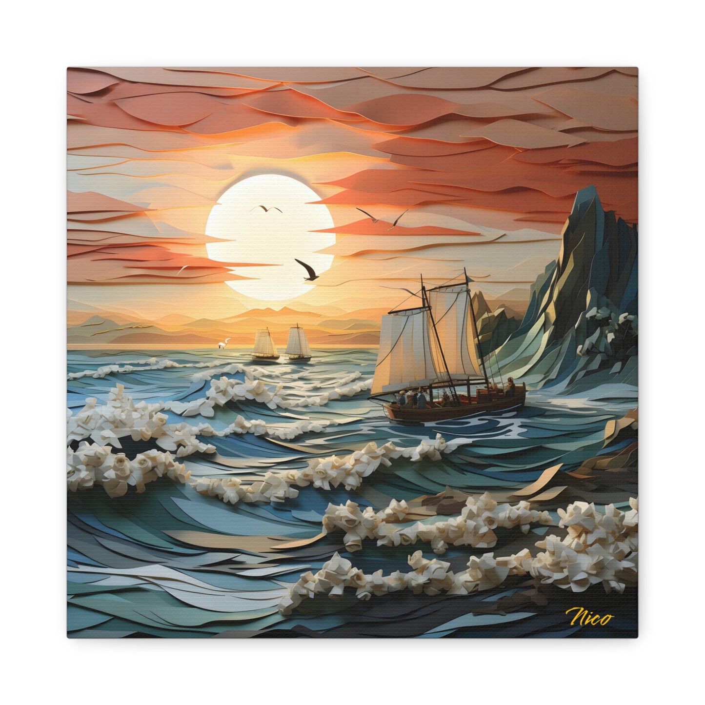 Into The Sunset Series Print #6 - Streched Matte Canvas Print, 1.25" Thick