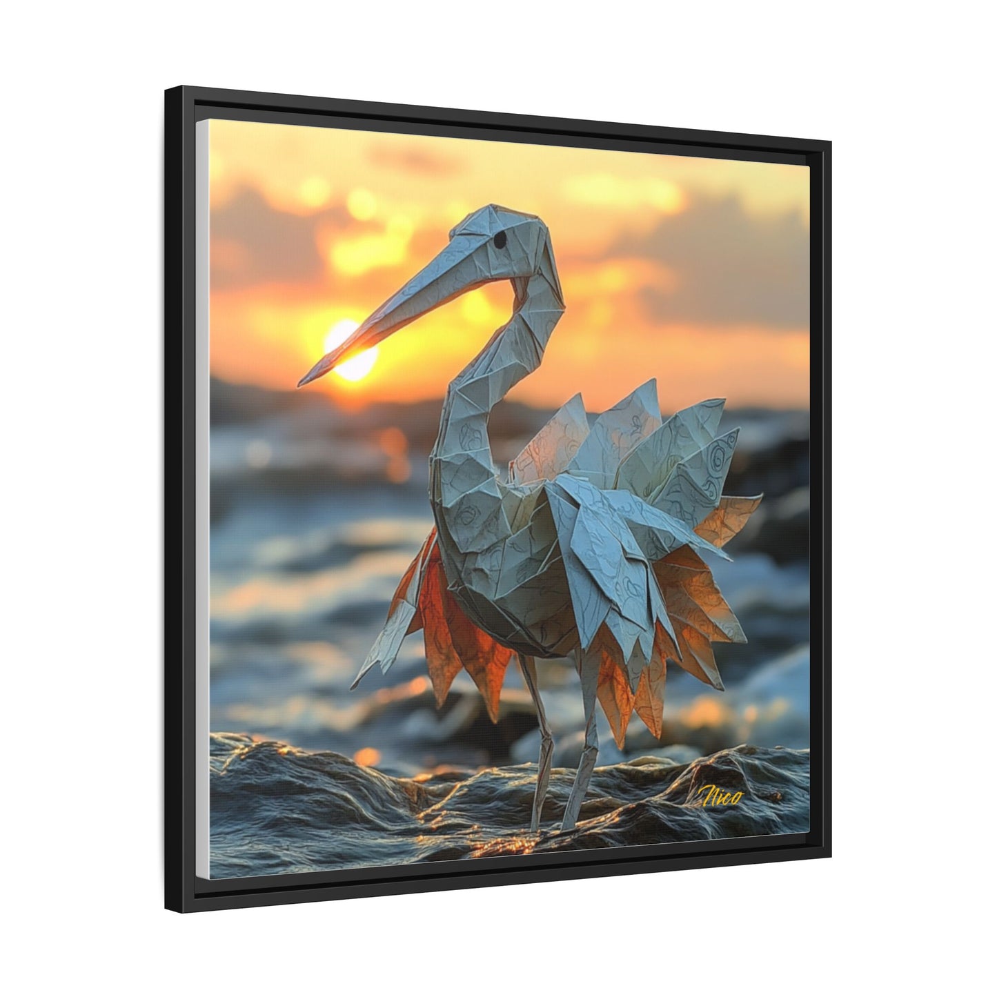 By The Seaside Series Print #1 - Black Framed Canvas Print