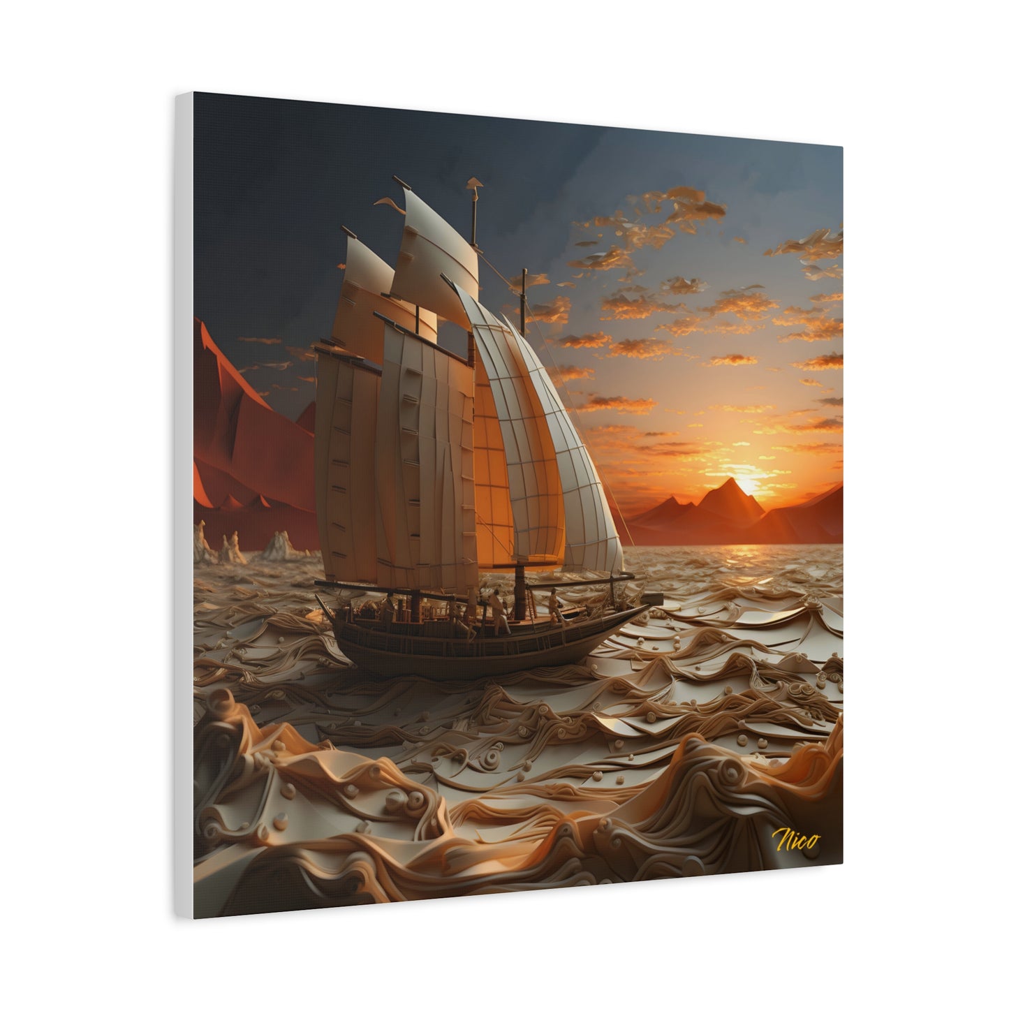 Into The Sunset Series Print #1 - Streched Matte Canvas Print, 1.25" Thick