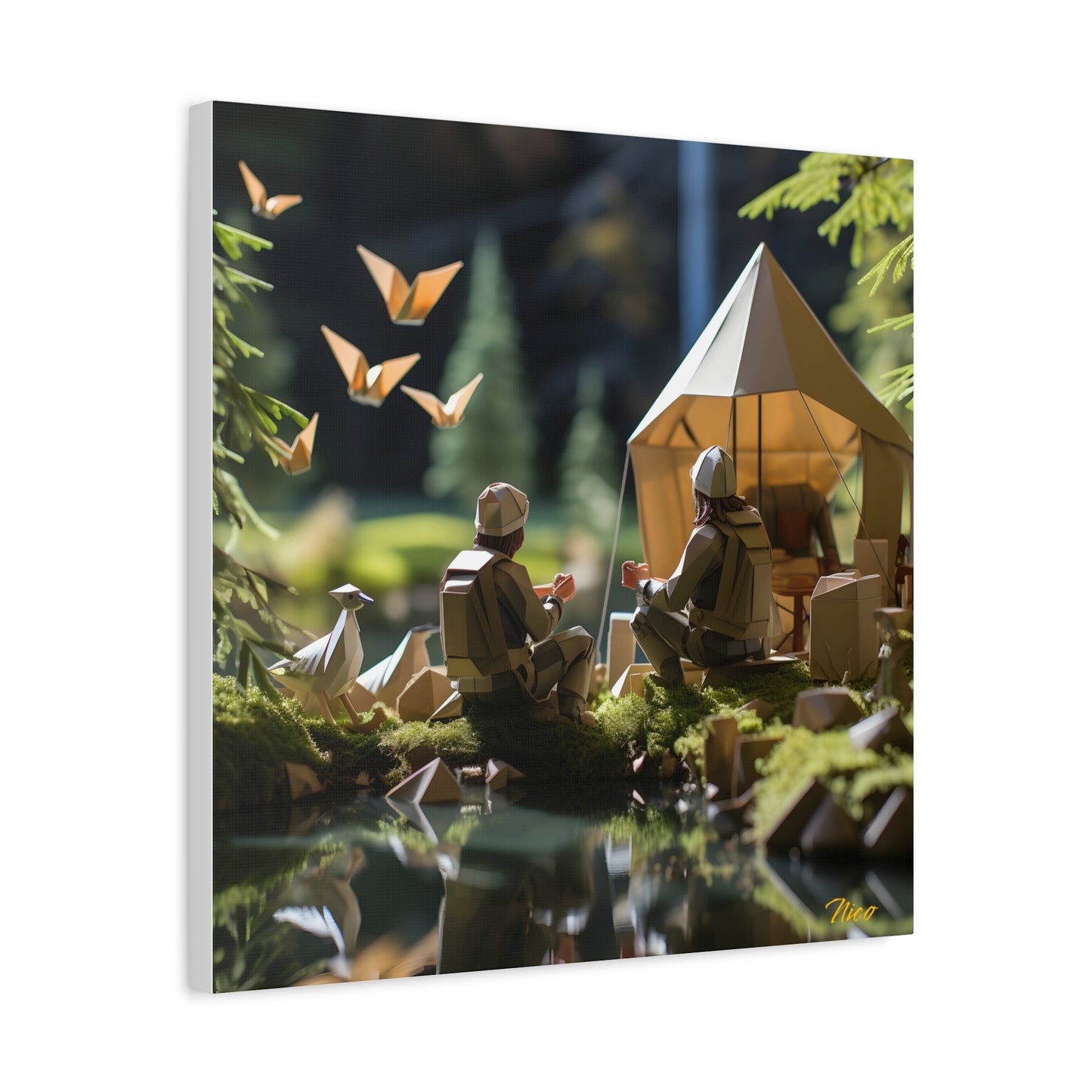 Relaxing By The Brook Series Print #5 - Streched Matte Canvas Print, 1.25" Thick