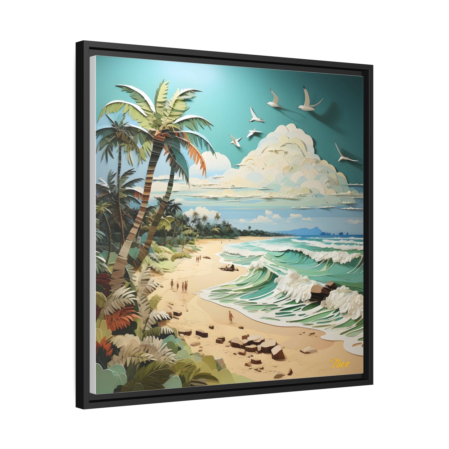 By The Seaside Series Print #2 - Black Framed Canvas Print