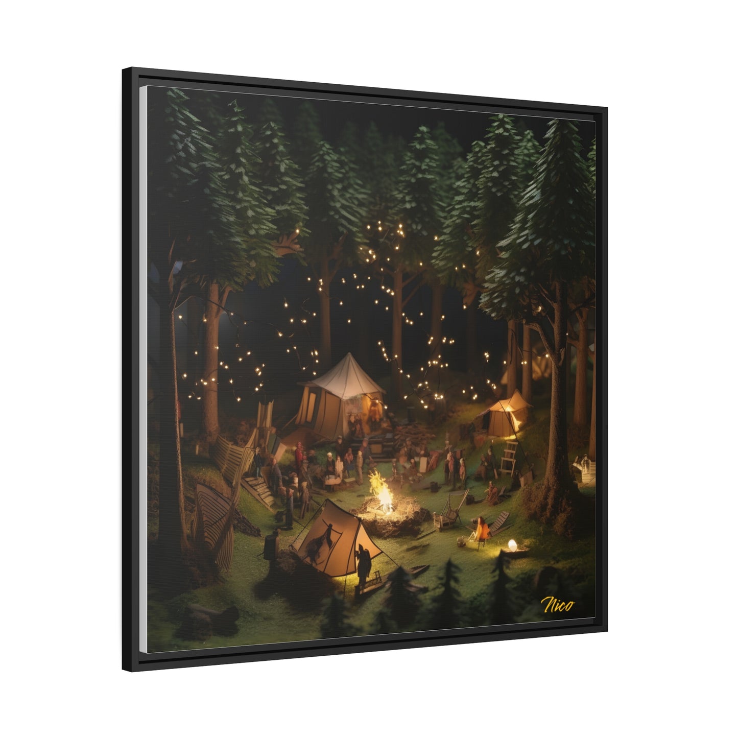 Campfire Series Print #5 - Black Framed Canvas Print