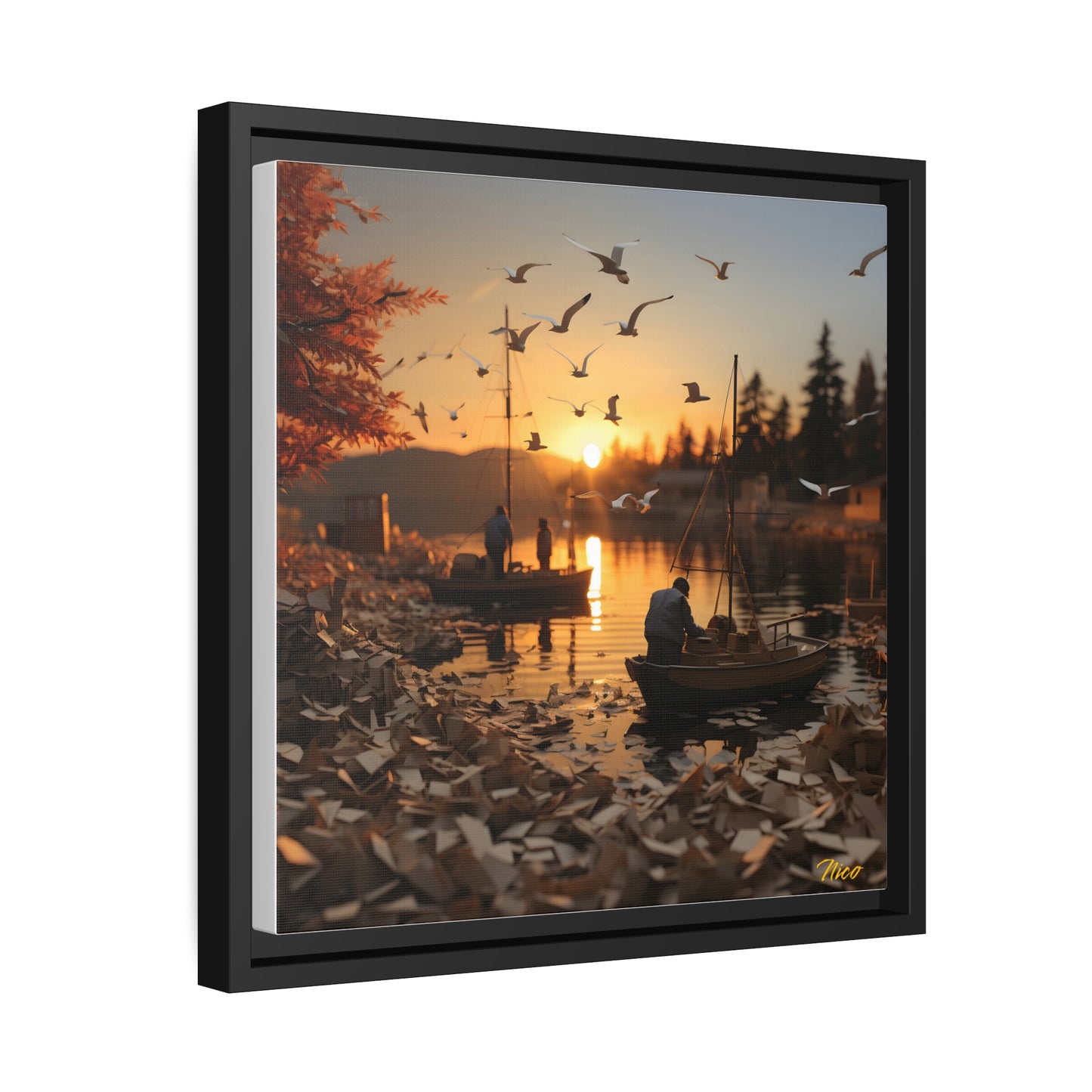 On The Docks By The Bay Series Print #4 - Black Framed Canvas Print