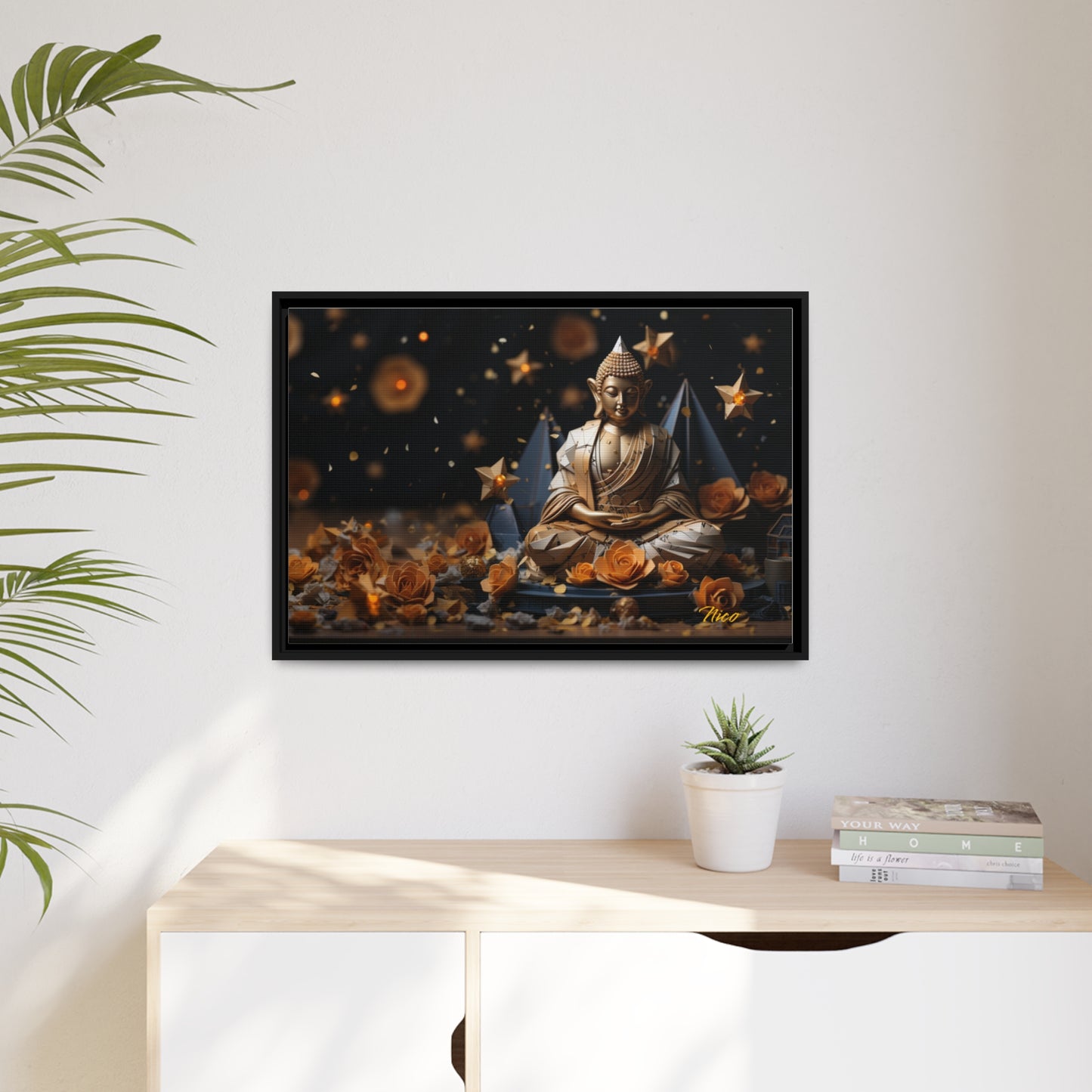 Ascending Buddha Series Print #5 - Black Framed Canvas Print