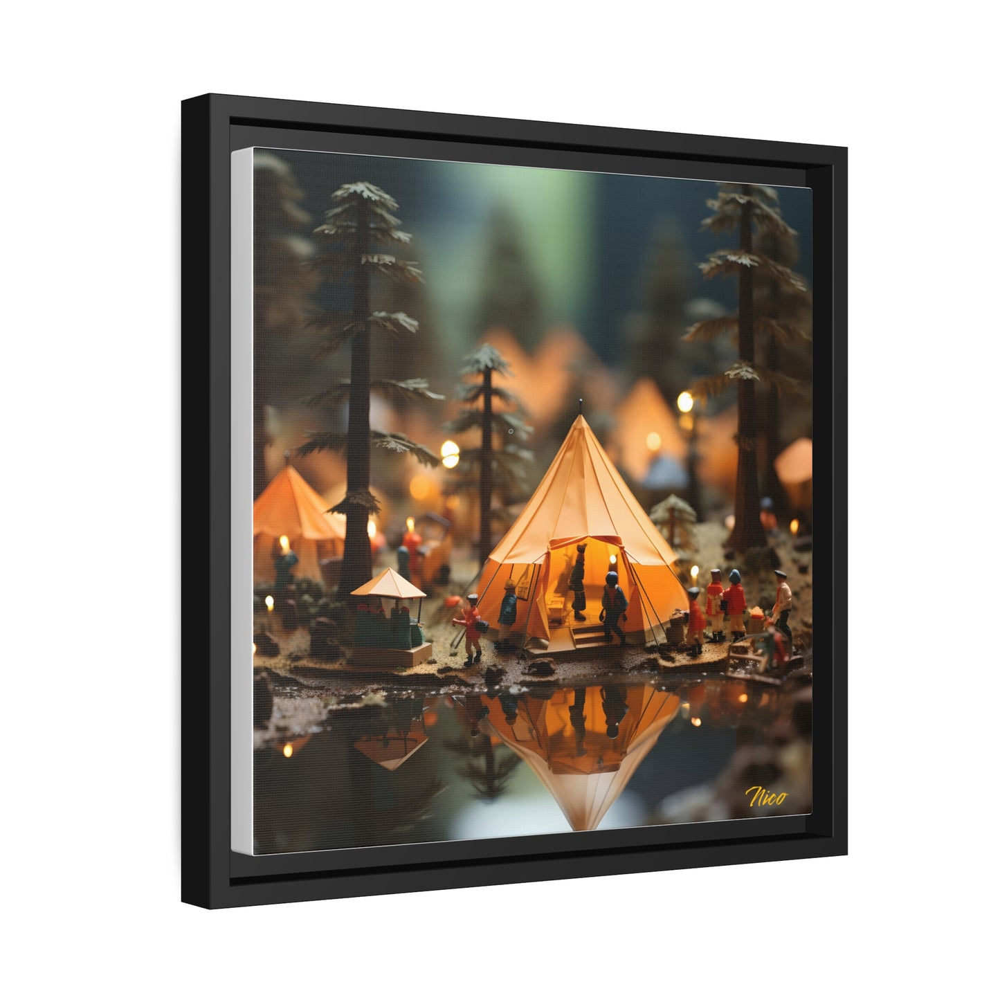 Camping In The Rain Series Print #6 - Black Framed Canvas Print