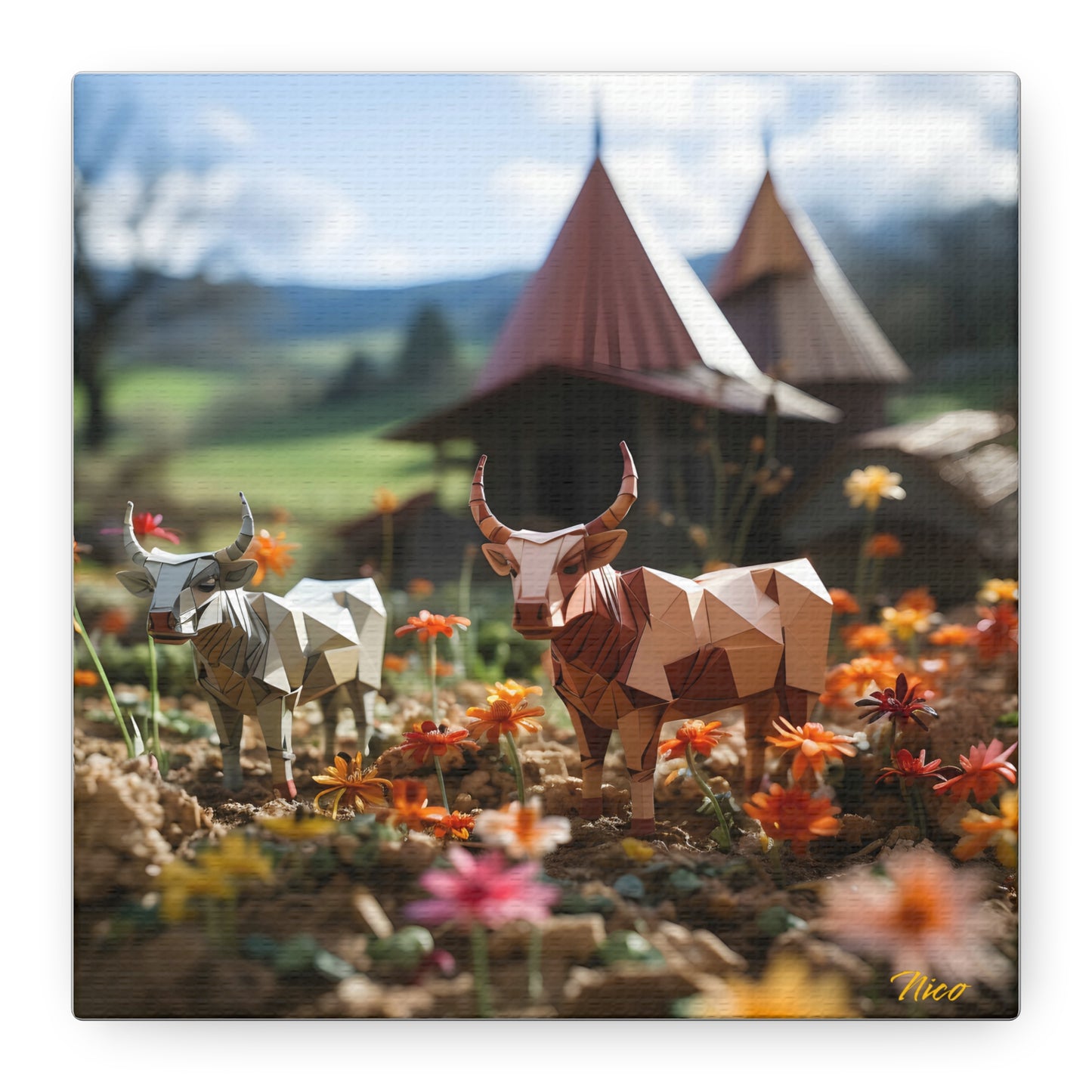 Meadow By The Farm Series Print #8 - Streched Matte Canvas Print, 1.25" Thick