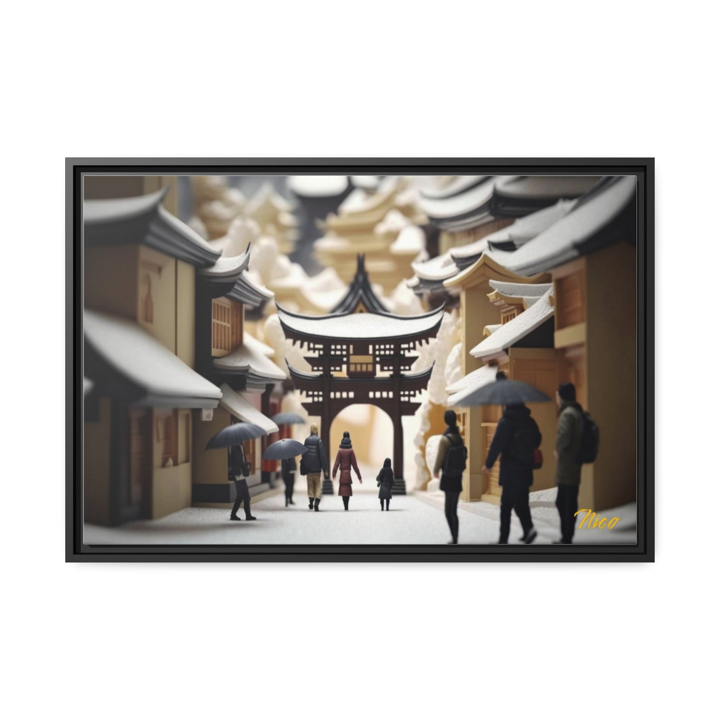 Asian Snow Series Print #8 - Extended Black Framed Canvas Print