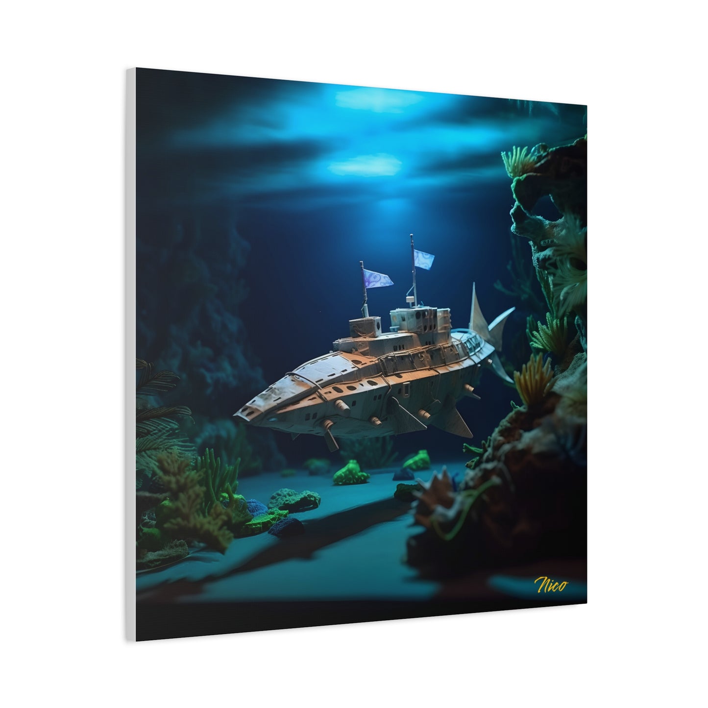 20,000 Leagues Under The Sea Series Print #3 - Streched Matte Canvas Print, 1.25" Thick