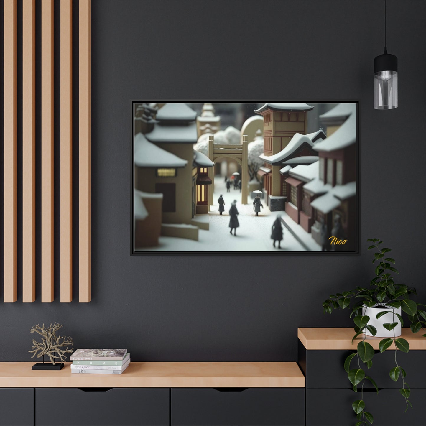 Asian Snow Series Print #9 - Extended Black Framed Canvas Print