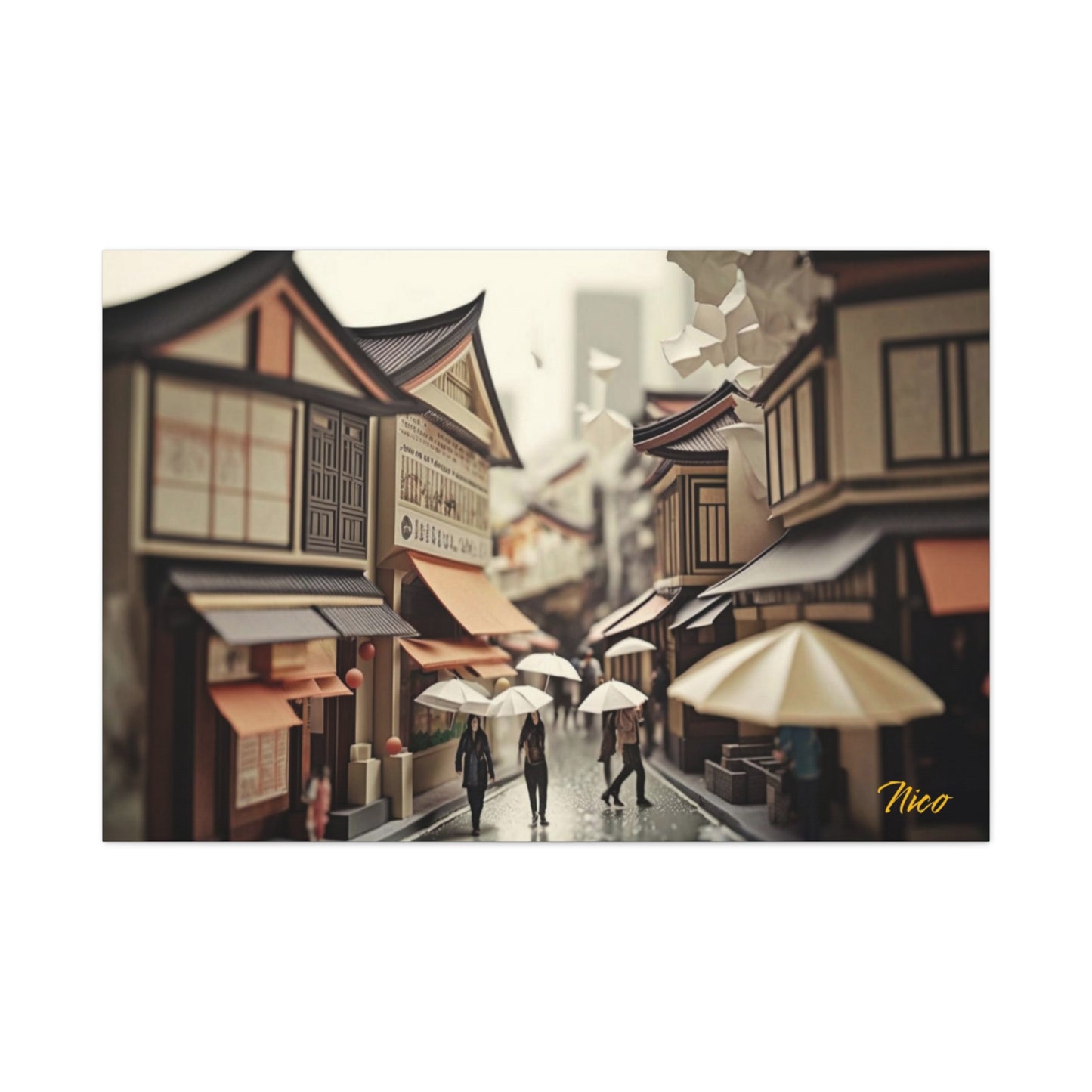 Oriental Rain Series Print #7 - Streched Matte Extended Canvas Print, 1.25" Thick