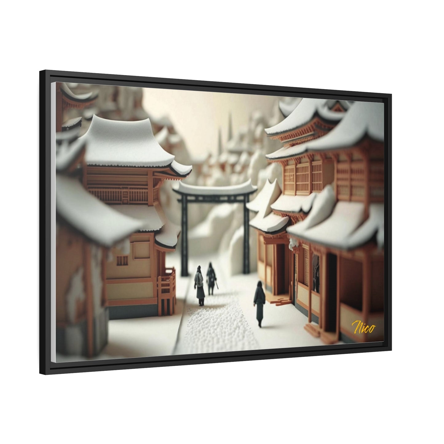 Asian Snow Series Print #2 - Extended Black Framed Canvas Print