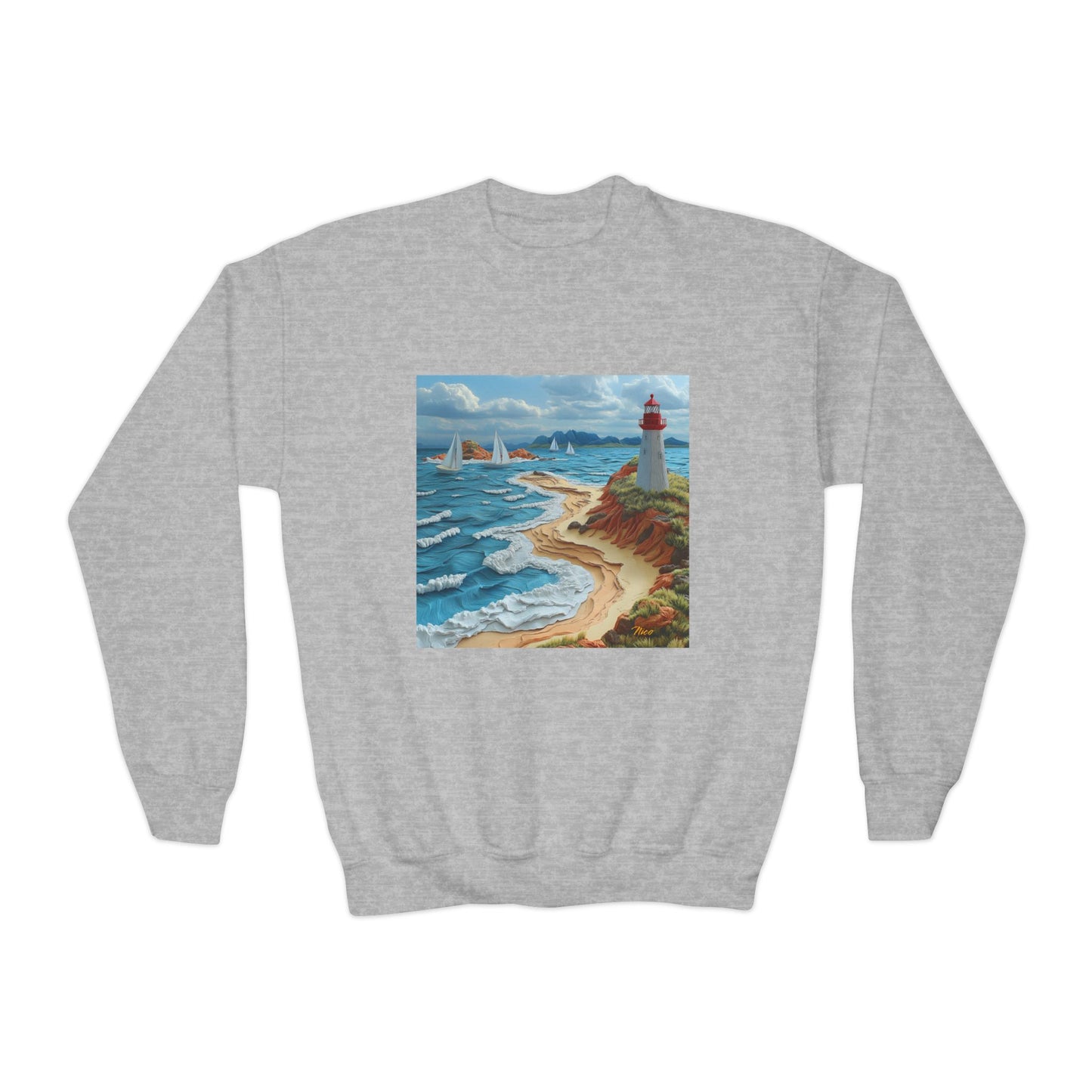 By The Seaside Series Print #4 Youth Crewneck Sweatshirt