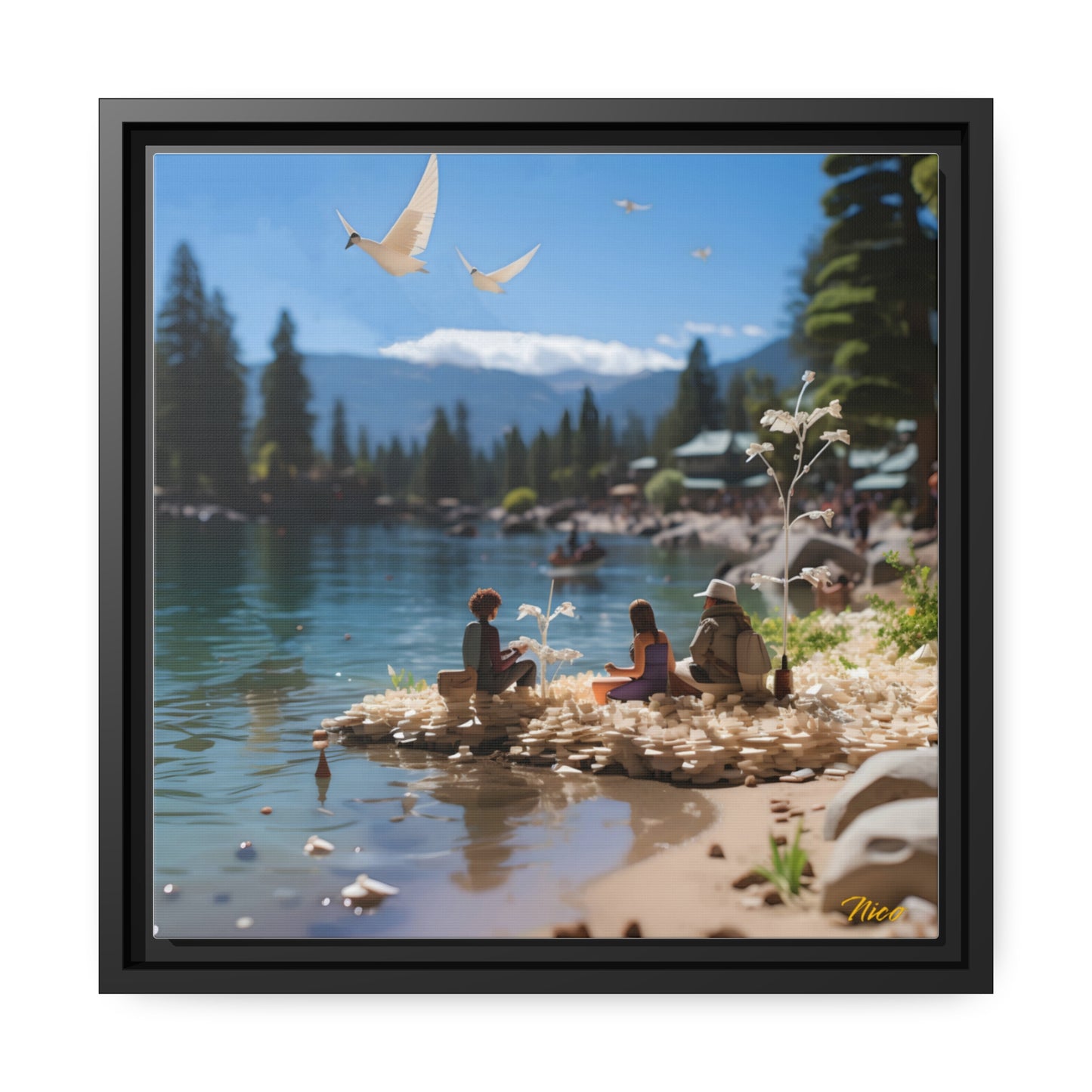 Mountain Lake Series Print #7 - Black Framed Canvas Print