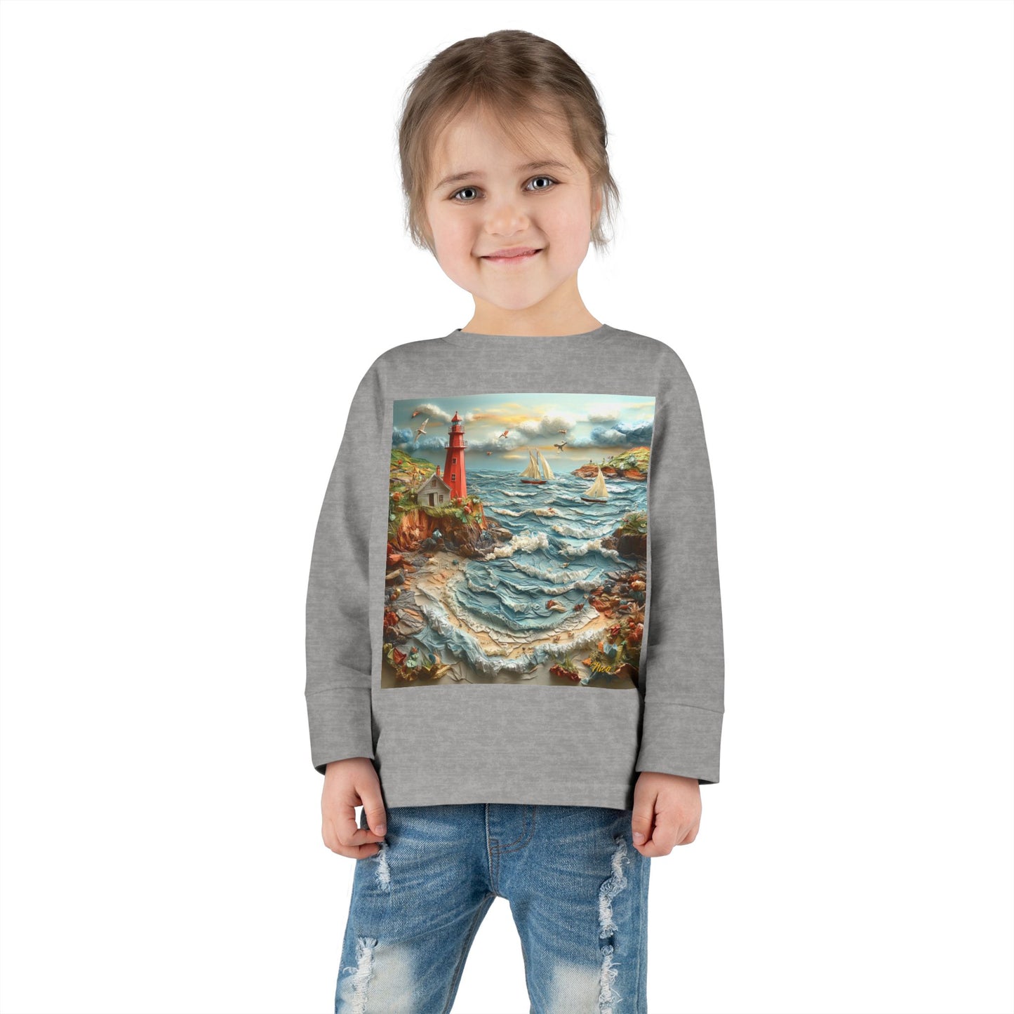 By The Seaside Series Print #2 Toddler Long Sleeve Tee