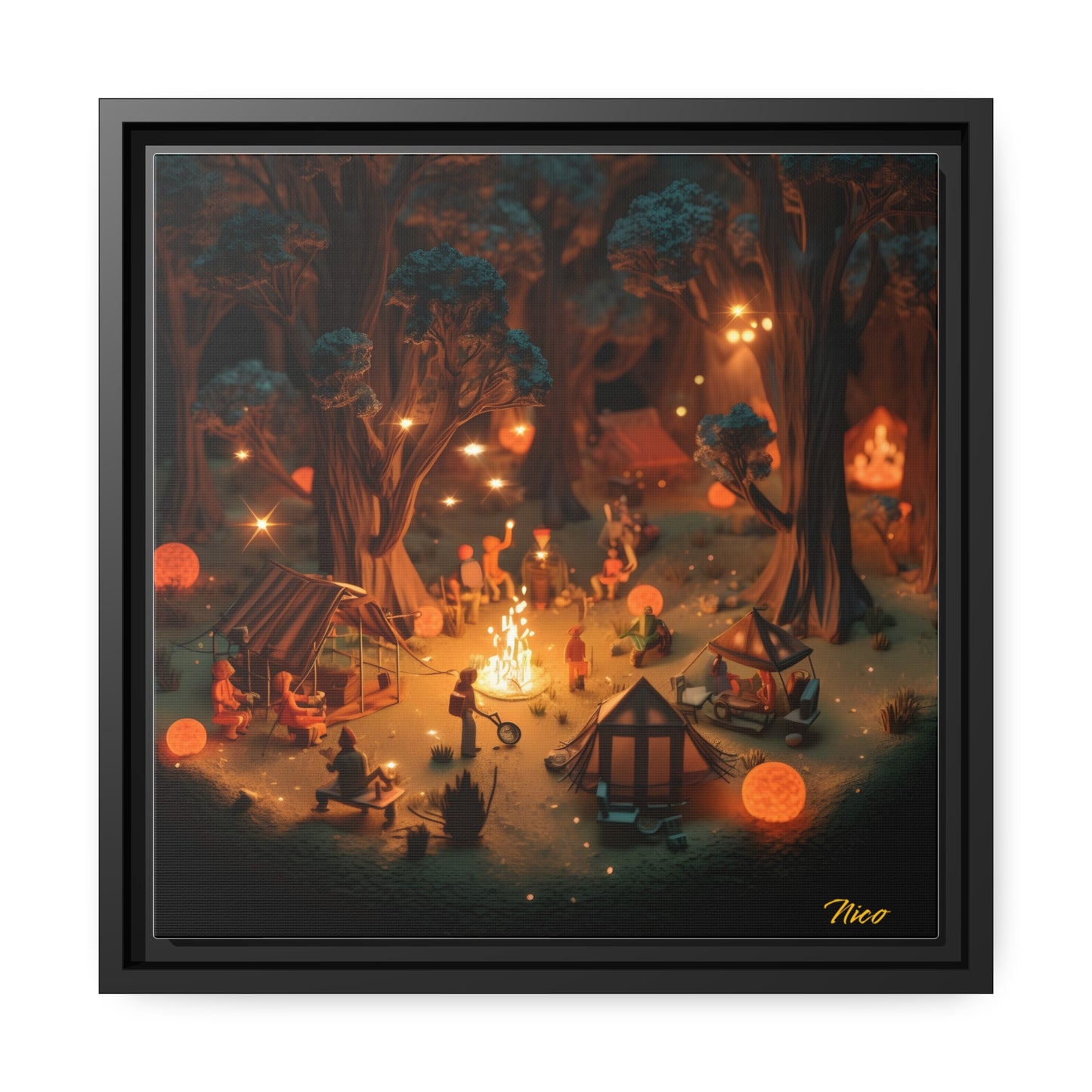 Campfire Series Print #4 - Black Framed Canvas Print