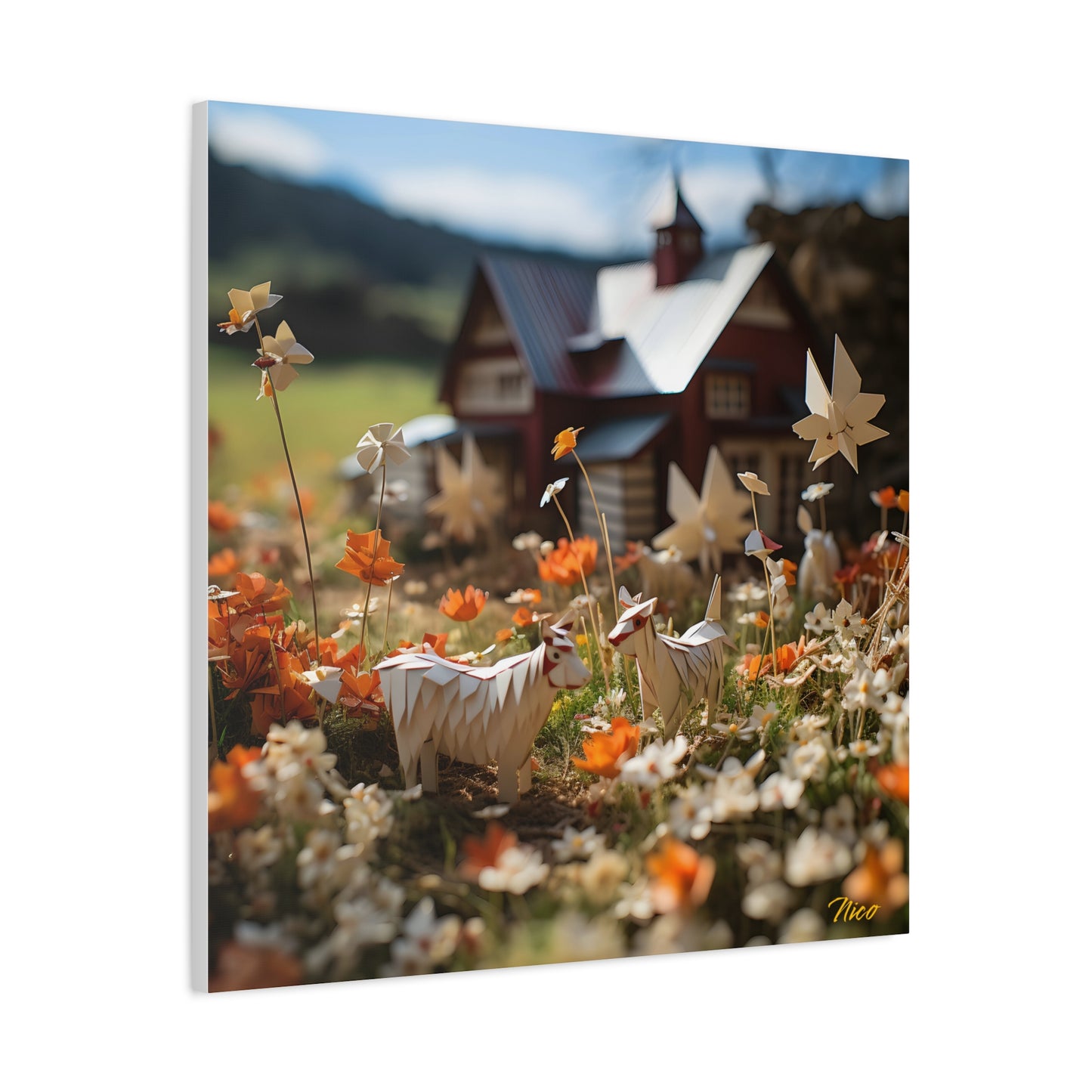 Meadow By The Farm Series Print #10 - Streched Matte Canvas Print, 1.25" Thick