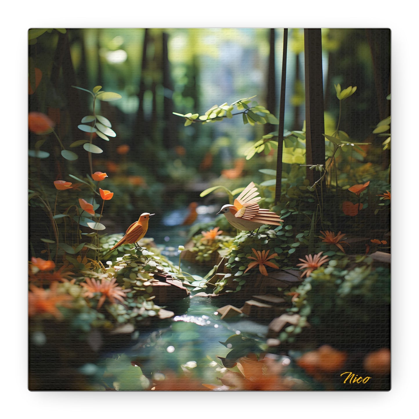 Relaxing By The Brook Series Print #6 - Streched Matte Canvas Print, 1.25" Thick