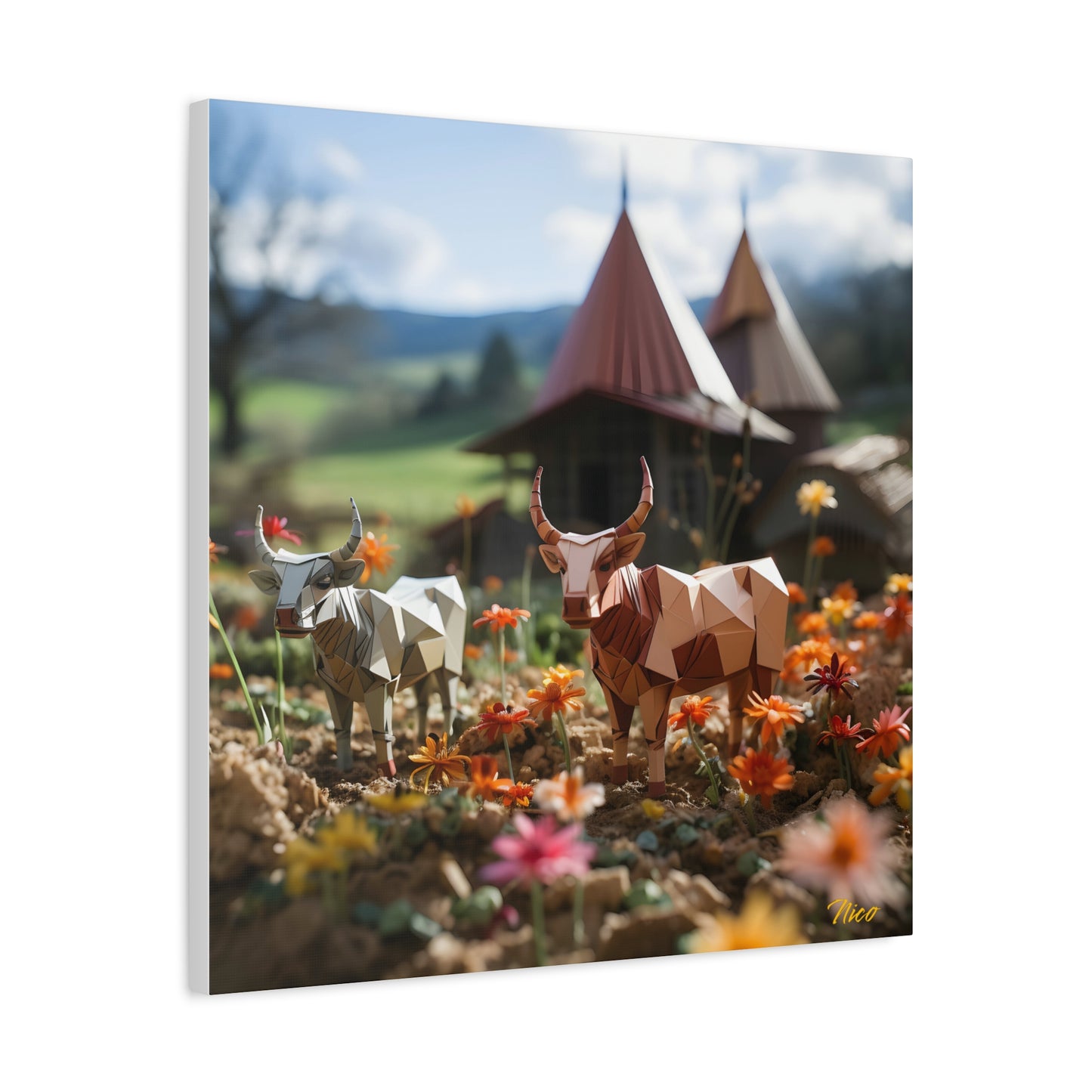 Meadow By The Farm Series Print #8 - Streched Matte Canvas Print, 1.25" Thick