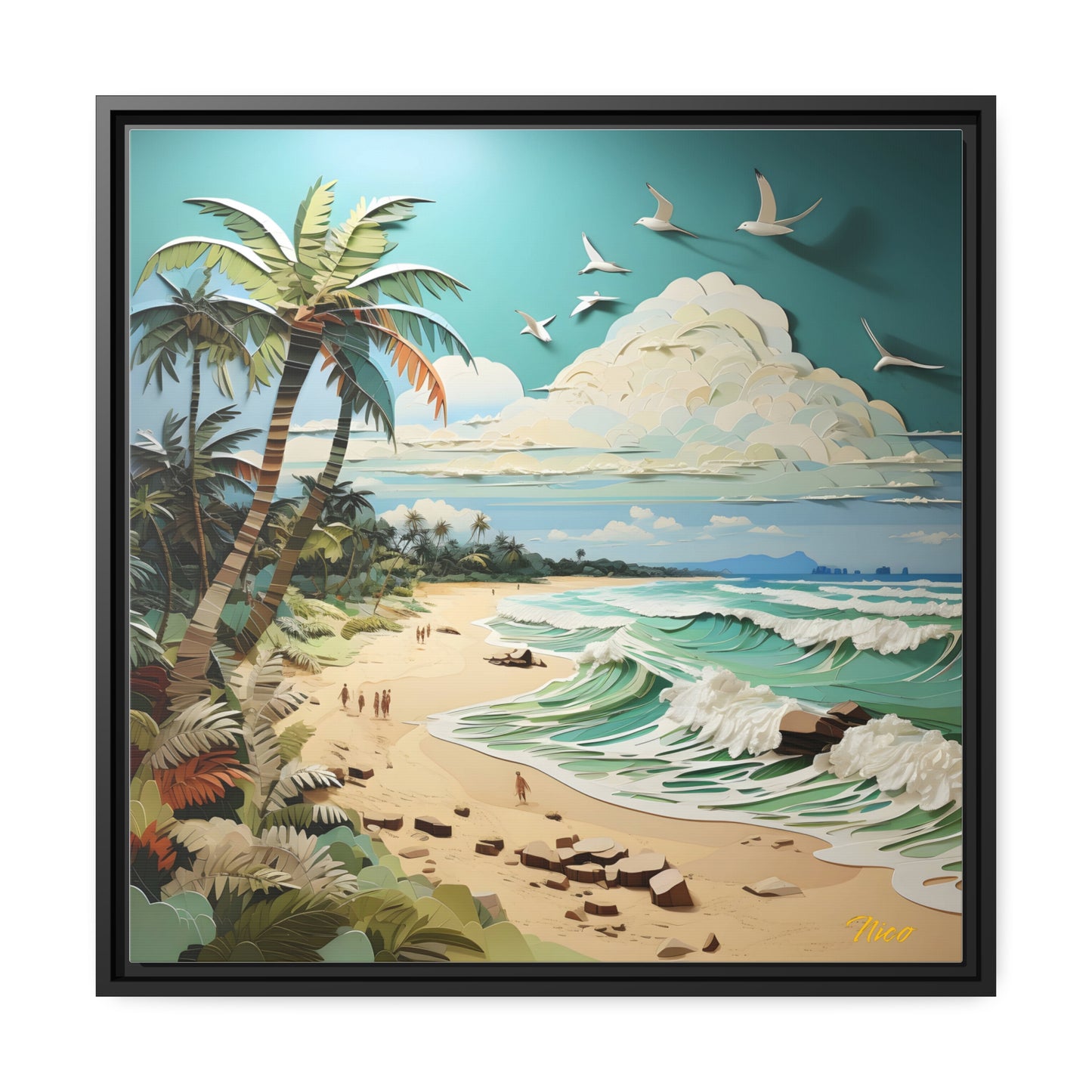 By The Seaside Series Print #2 - Black Framed Canvas Print