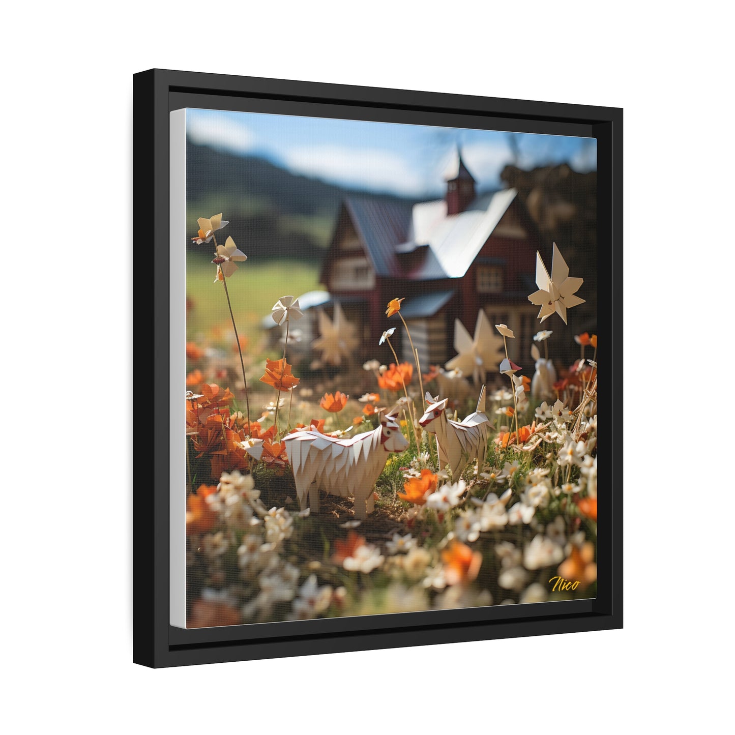 Meadow By The Farm Series Print 10 - Black Framed Canvas Print