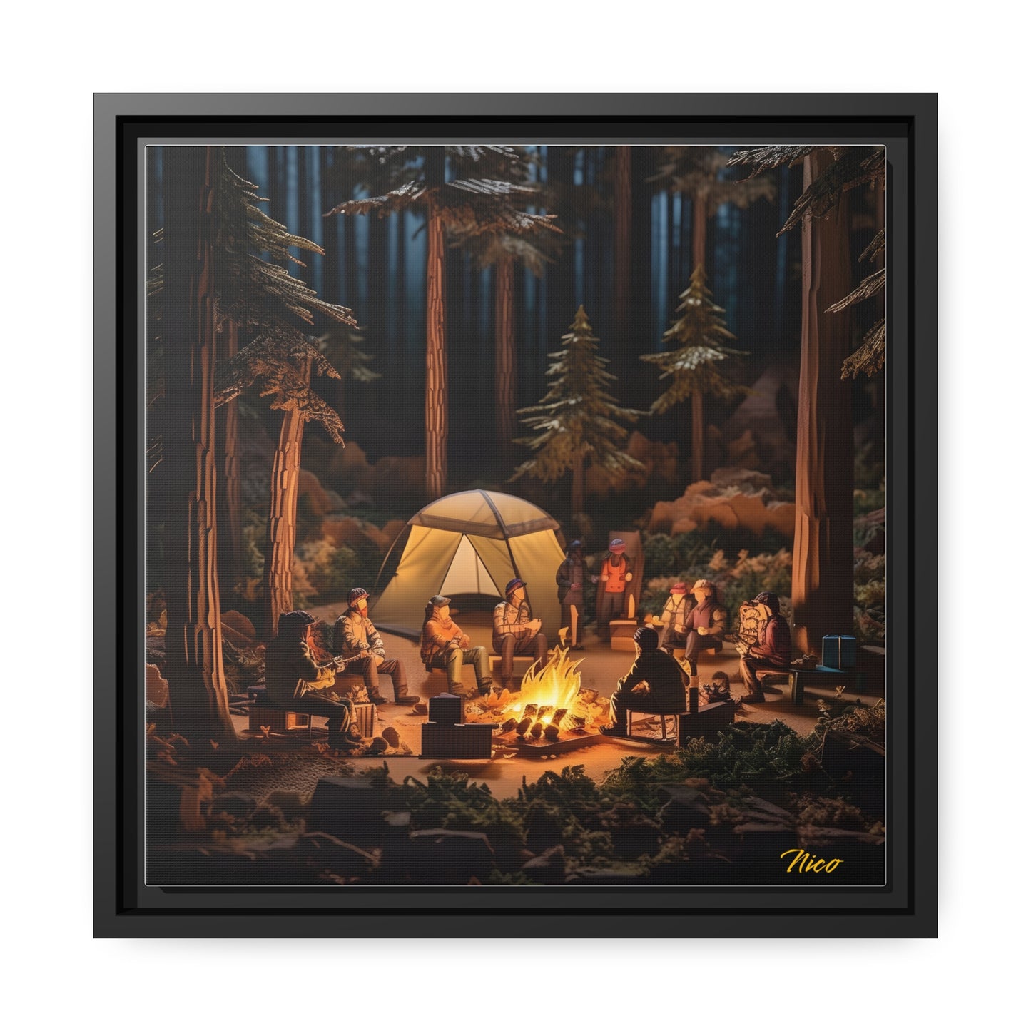 Campfire Series Print #8 - Black Framed Canvas Print