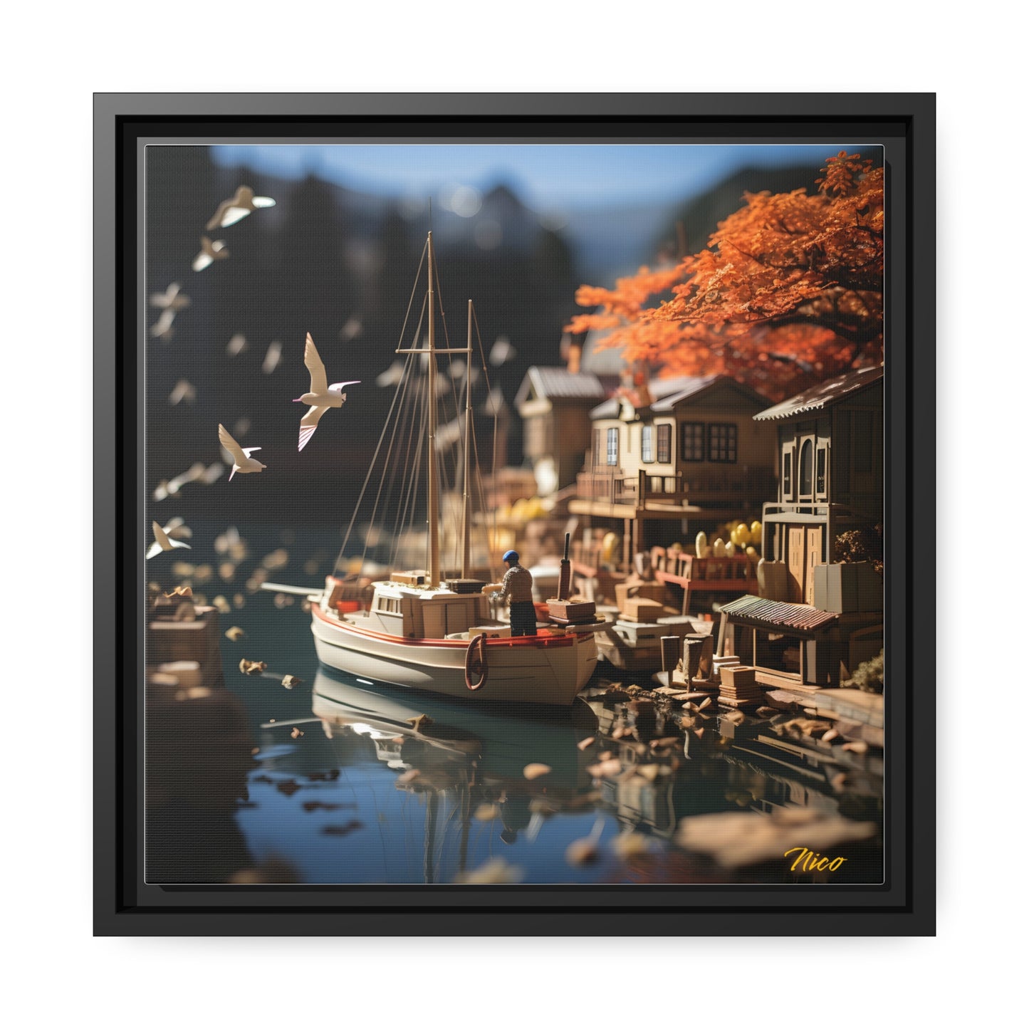 On The Docks By The Bay Series Print #1 - Black Framed Canvas Print