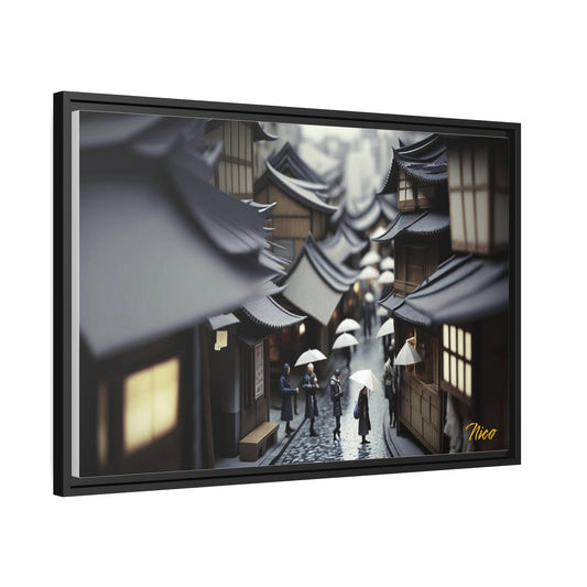 Oriental Rain Series Print #2 - Extended Black Framed Canvas Print