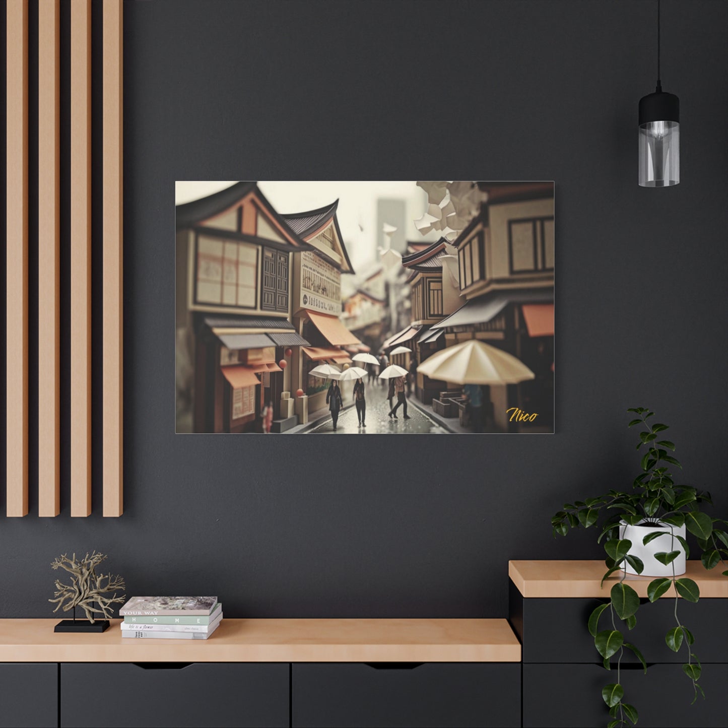 Oriental Rain Series Print #7 - Streched Matte Extended Canvas Print, 1.25" Thick