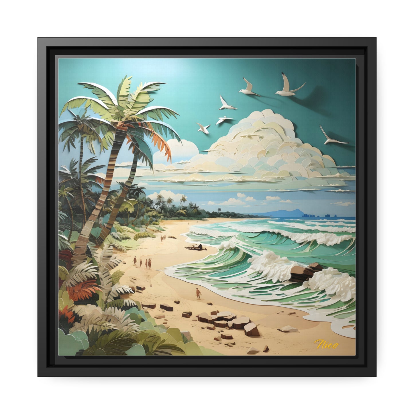 By The Seaside Series Print #2 - Black Framed Canvas Print