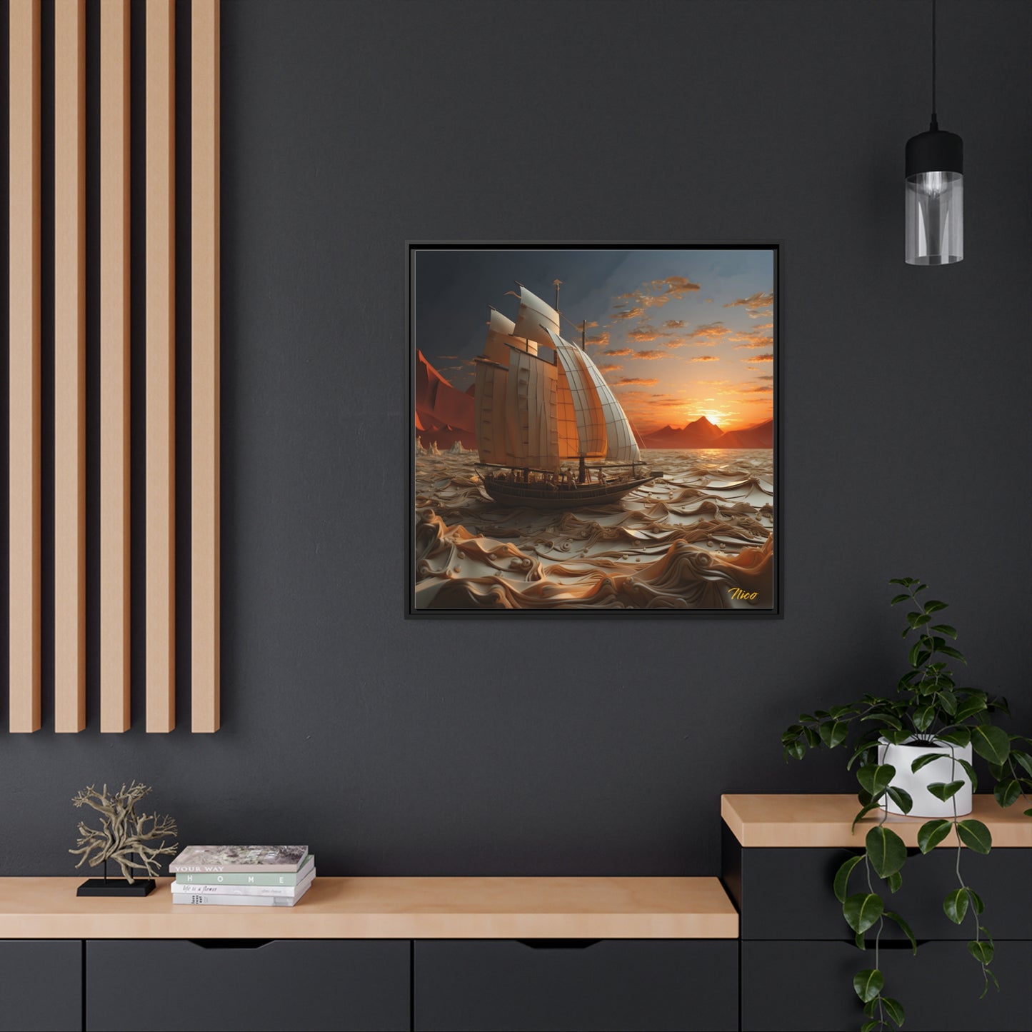 Into The Sunset Series Print #1 - Black Framed Canvas Print