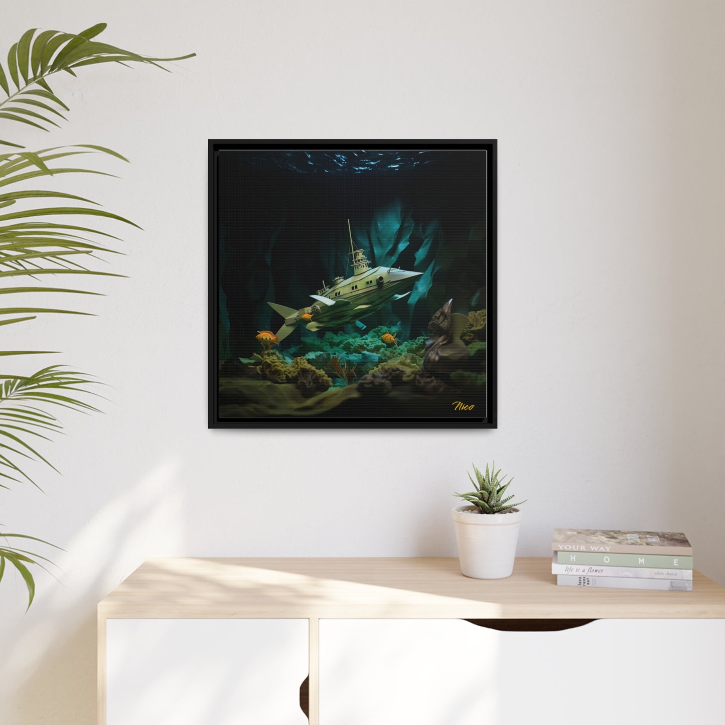 20,000 Under The Sea Series Print #8 - Black Framed Canvas Print