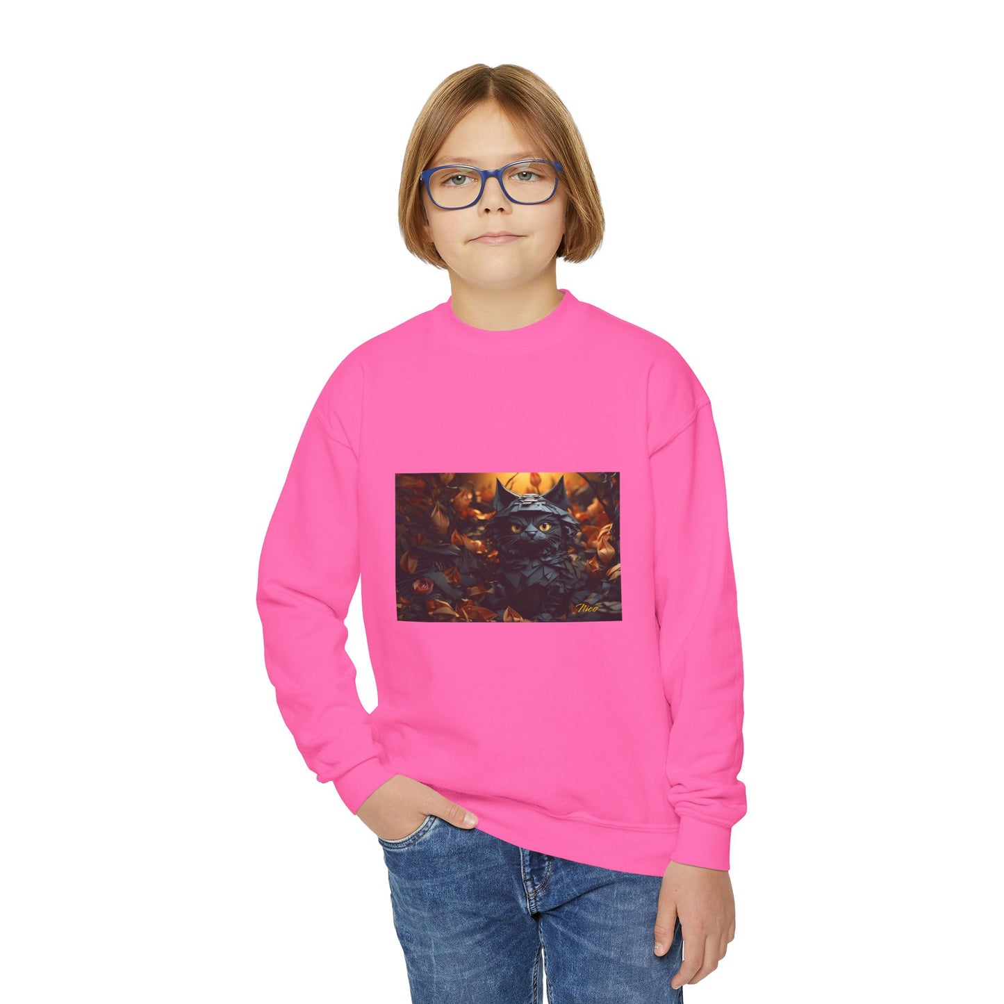 Halloween 2024 Series Print #2 "The Kitty Of Evil!" Youth Crewneck Sweatshirt