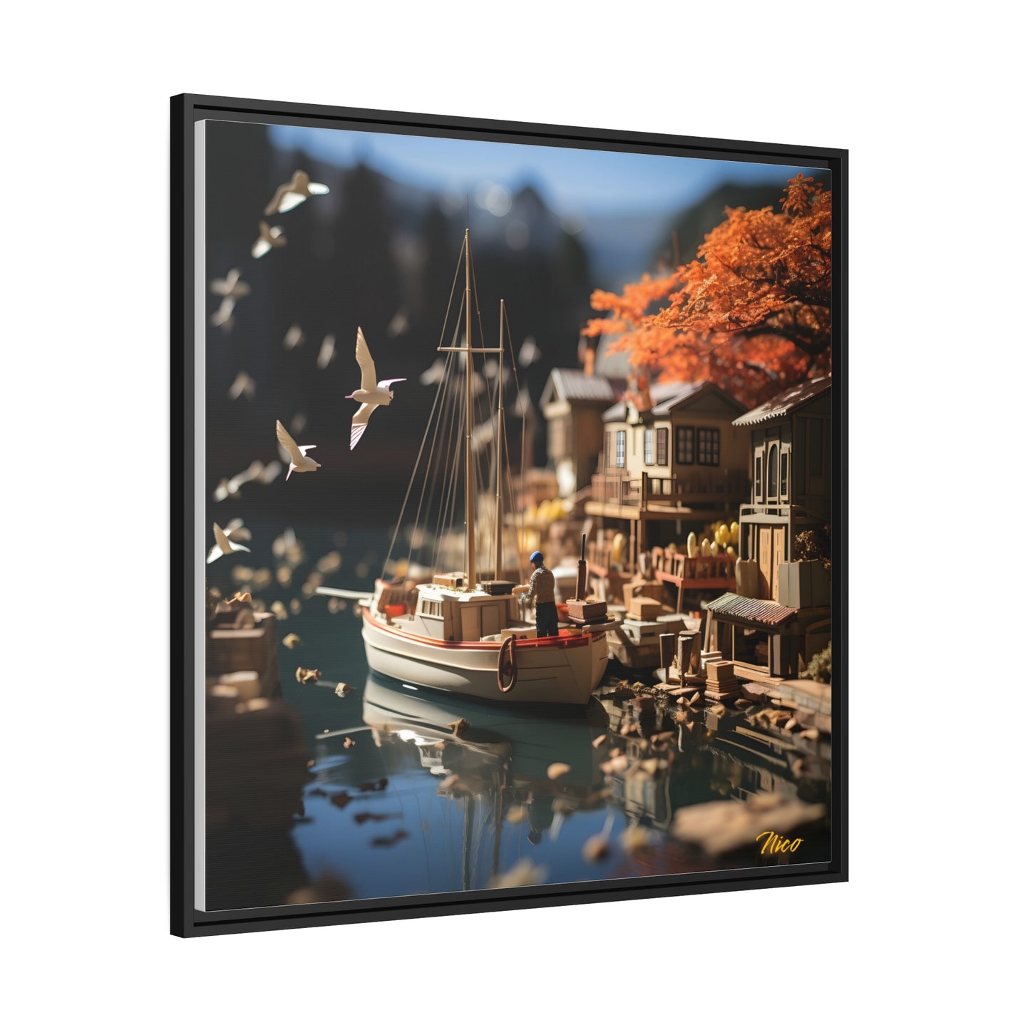 On The Docks By The Bay Series Print #1 - Black Framed Canvas Print