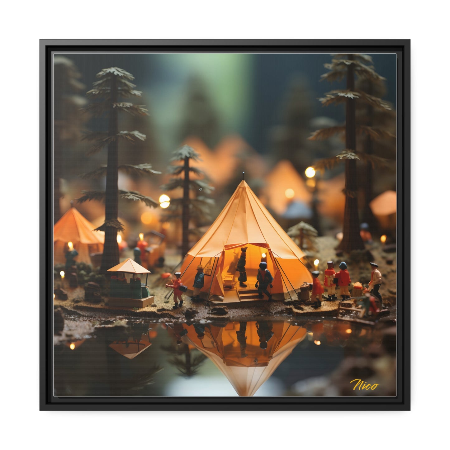 Camping In The Rain Series Print #6 - Black Framed Canvas Print