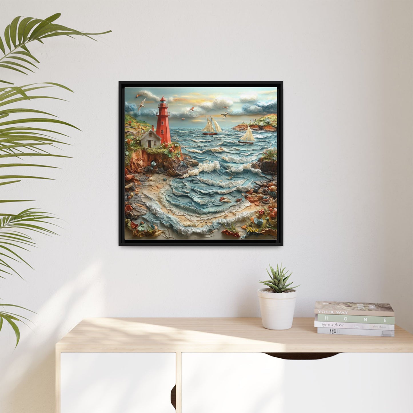 By The Seaside Series Print #2 - Black Framed Canvas Print