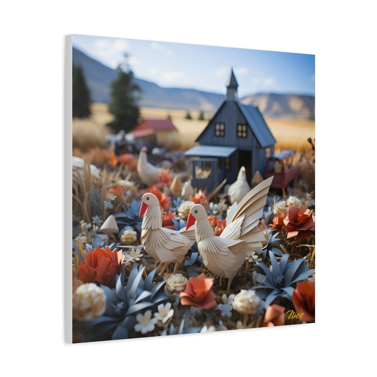 Meadow By The Farm Series Print #6 - Streched Matte Canvas Print, 1.25" Thick