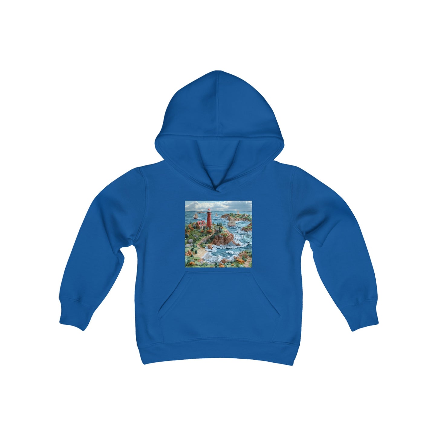 By The Seaside Series Print #6 Youth Heavy Blend Hooded Sweatshirt