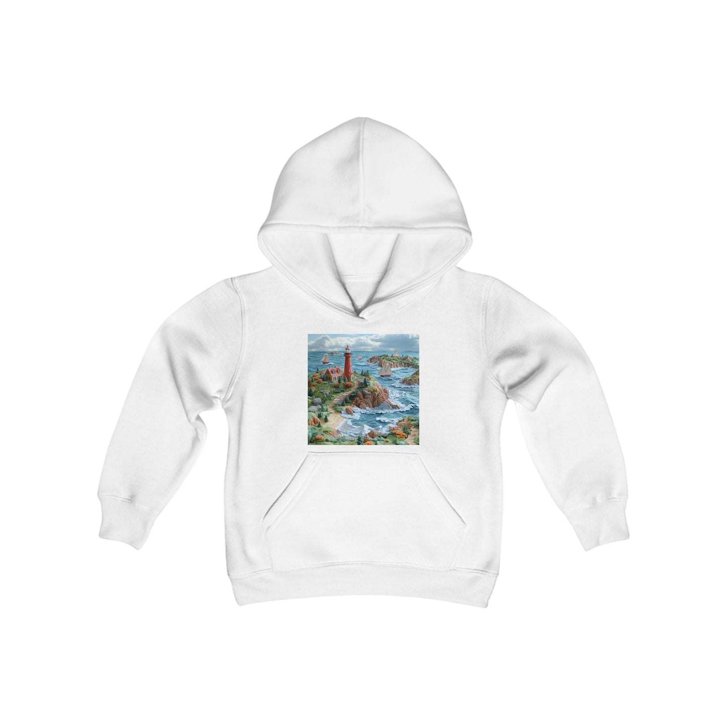 By The Seaside Series Print #6 Youth Heavy Blend Hooded Sweatshirt