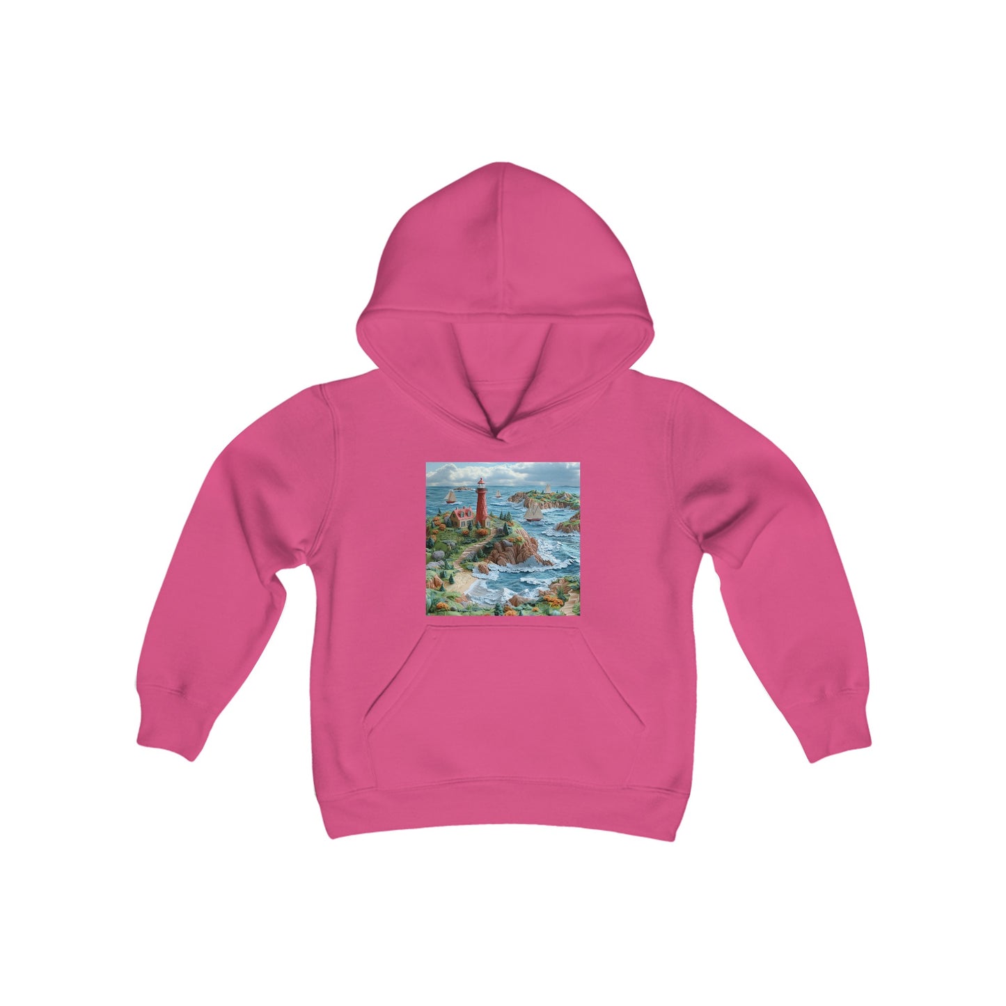 By The Seaside Series Print #6 Youth Heavy Blend Hooded Sweatshirt