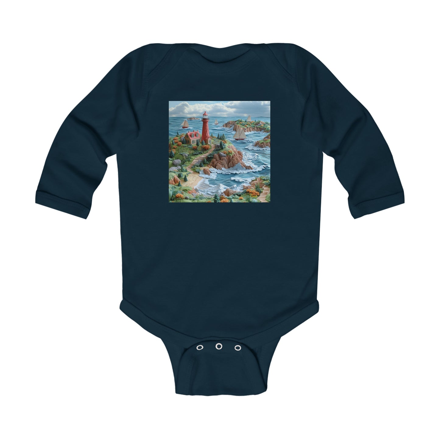 By The Seaside Series Print #6 Infant Long Sleeve Bodysuit