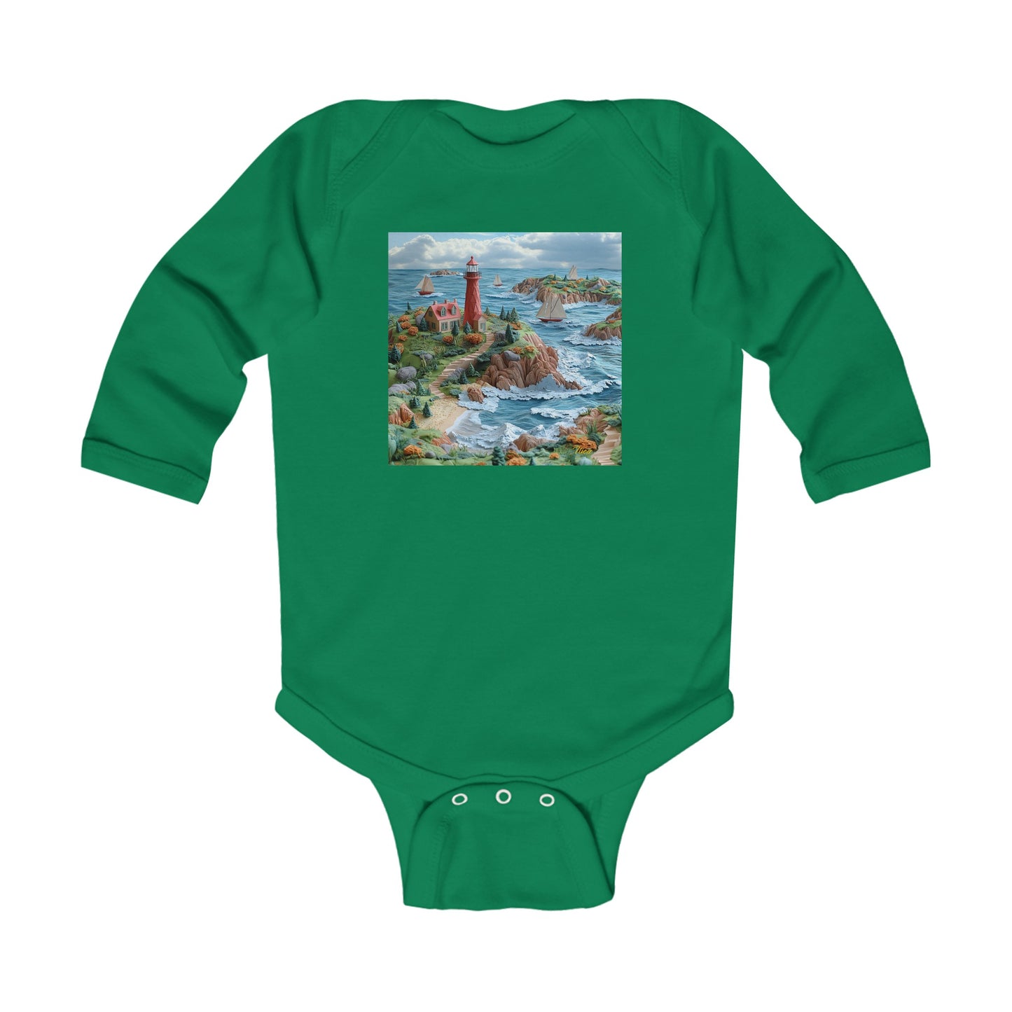 By The Seaside Series Print #6 Infant Long Sleeve Bodysuit