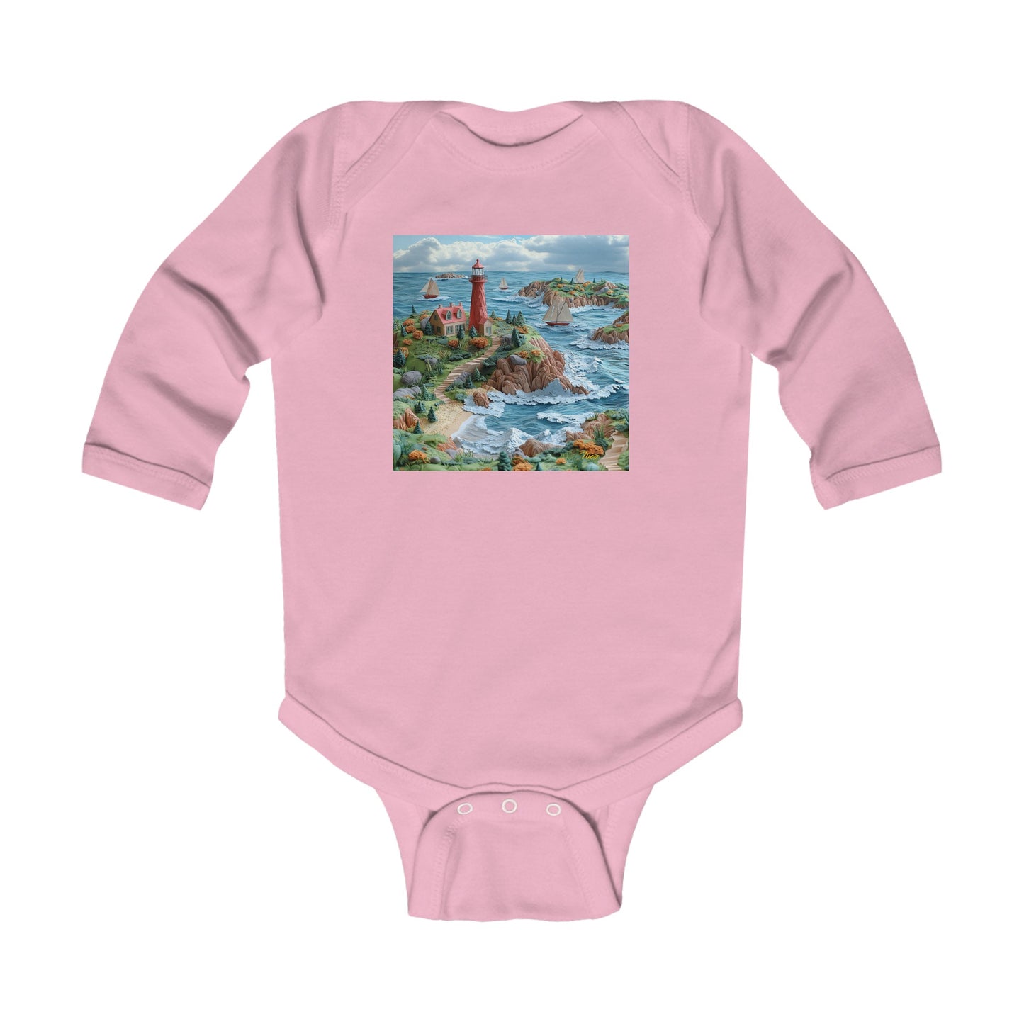 By The Seaside Series Print #6 Infant Long Sleeve Bodysuit