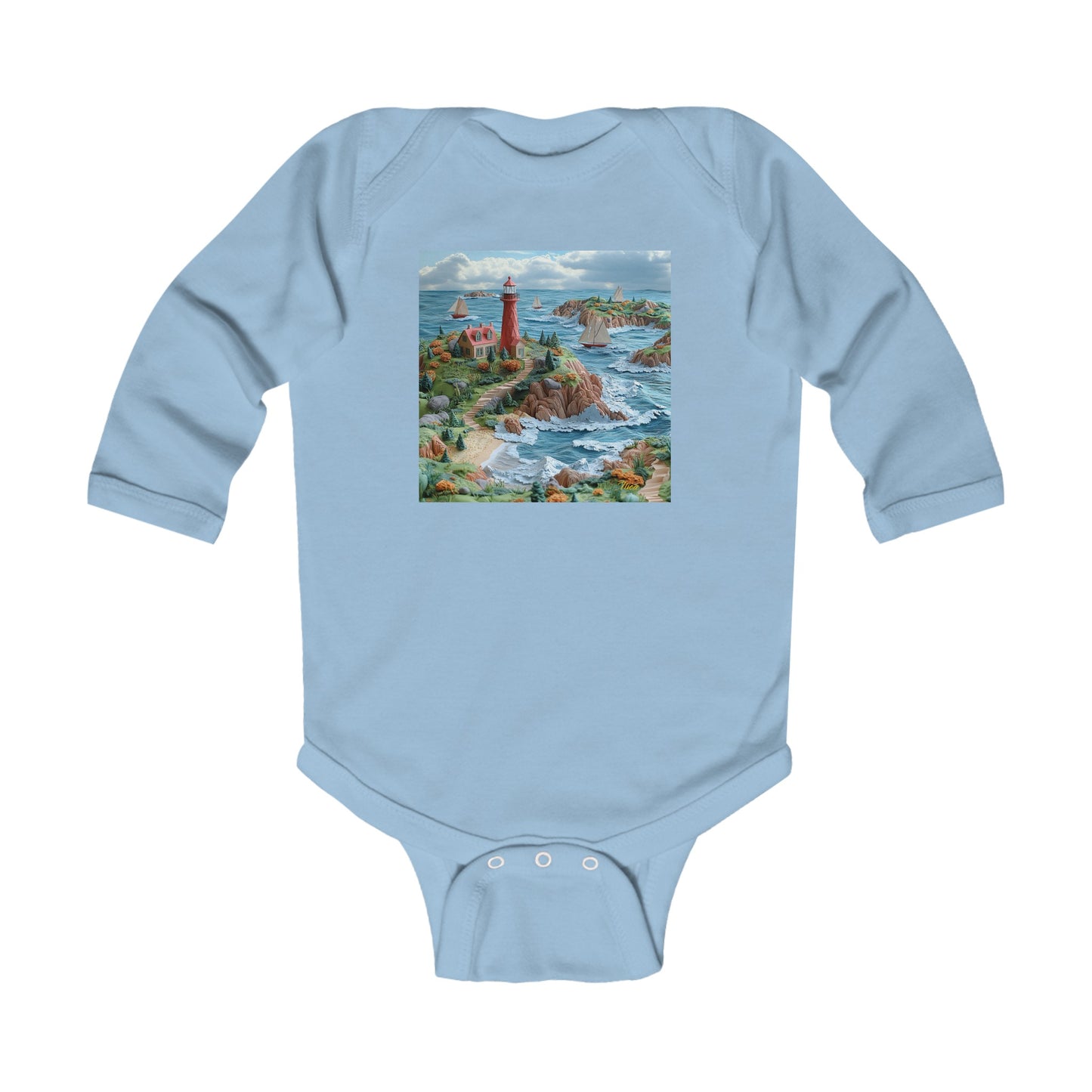 By The Seaside Series Print #6 Infant Long Sleeve Bodysuit