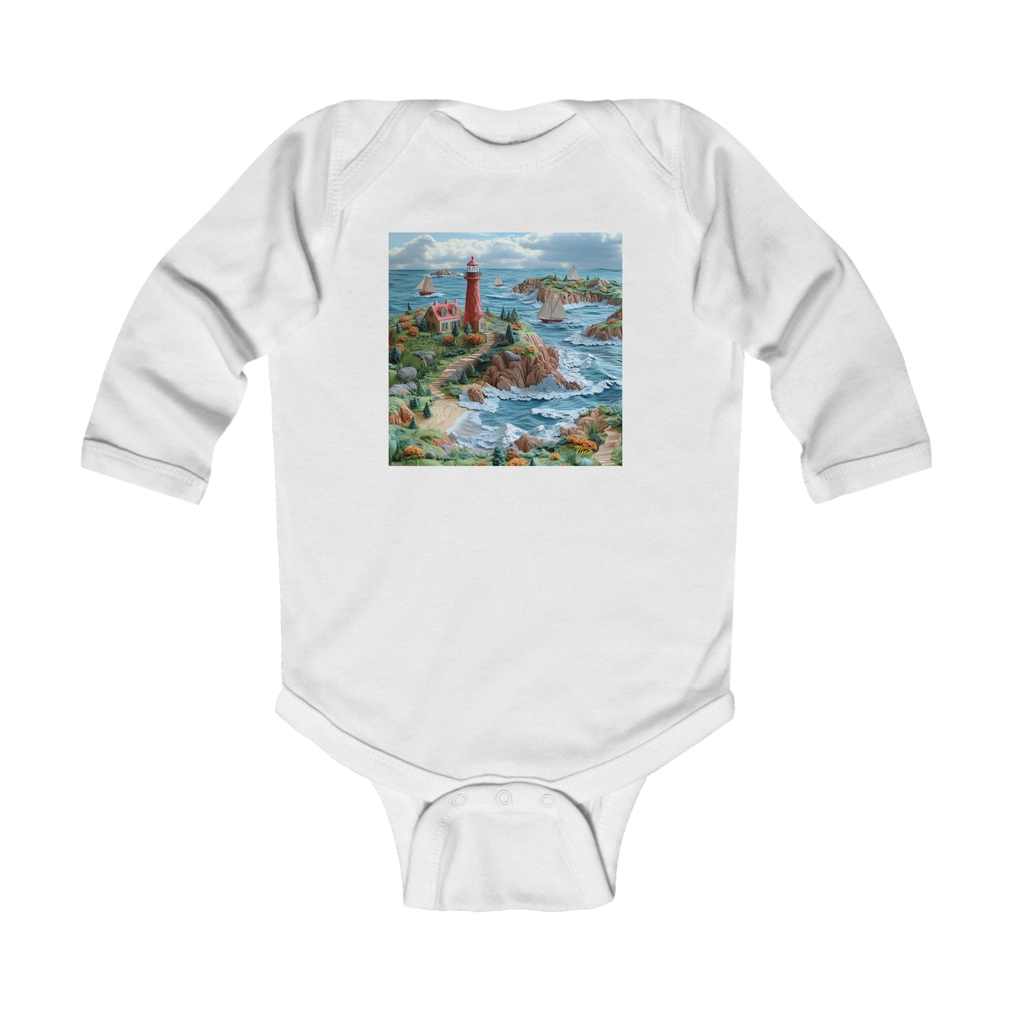 By The Seaside Series Print #6 Infant Long Sleeve Bodysuit