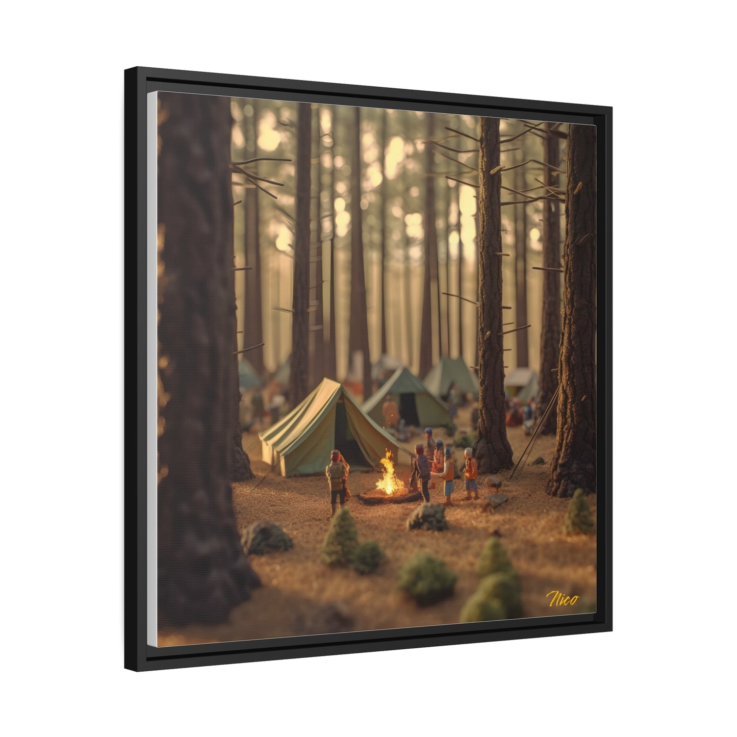 Campfire Series Print #3 - Black Framed Canvas Print