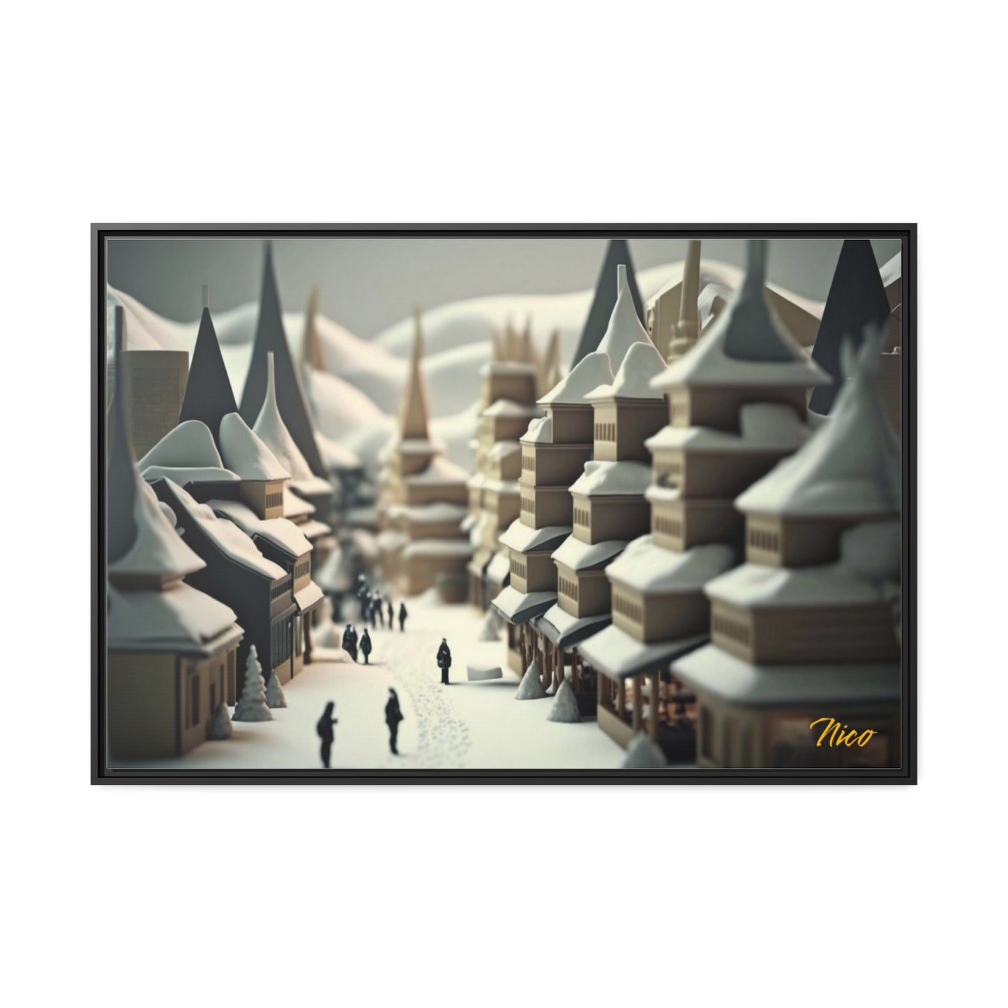 Asian Snow Series Print #1 - Extended Black Framed Canvas Print