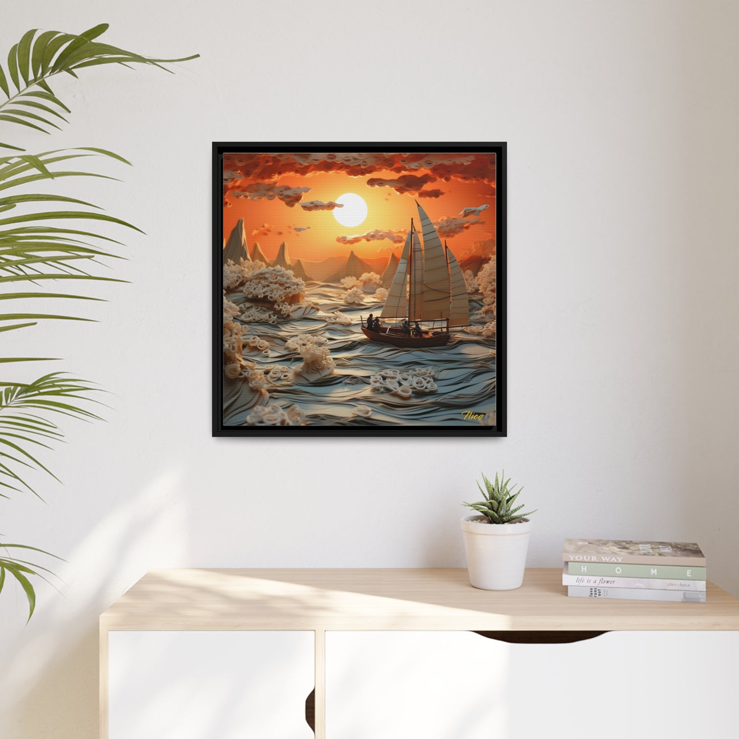 Into The Sunset Series Print #8 - Black Framed Canvas Print